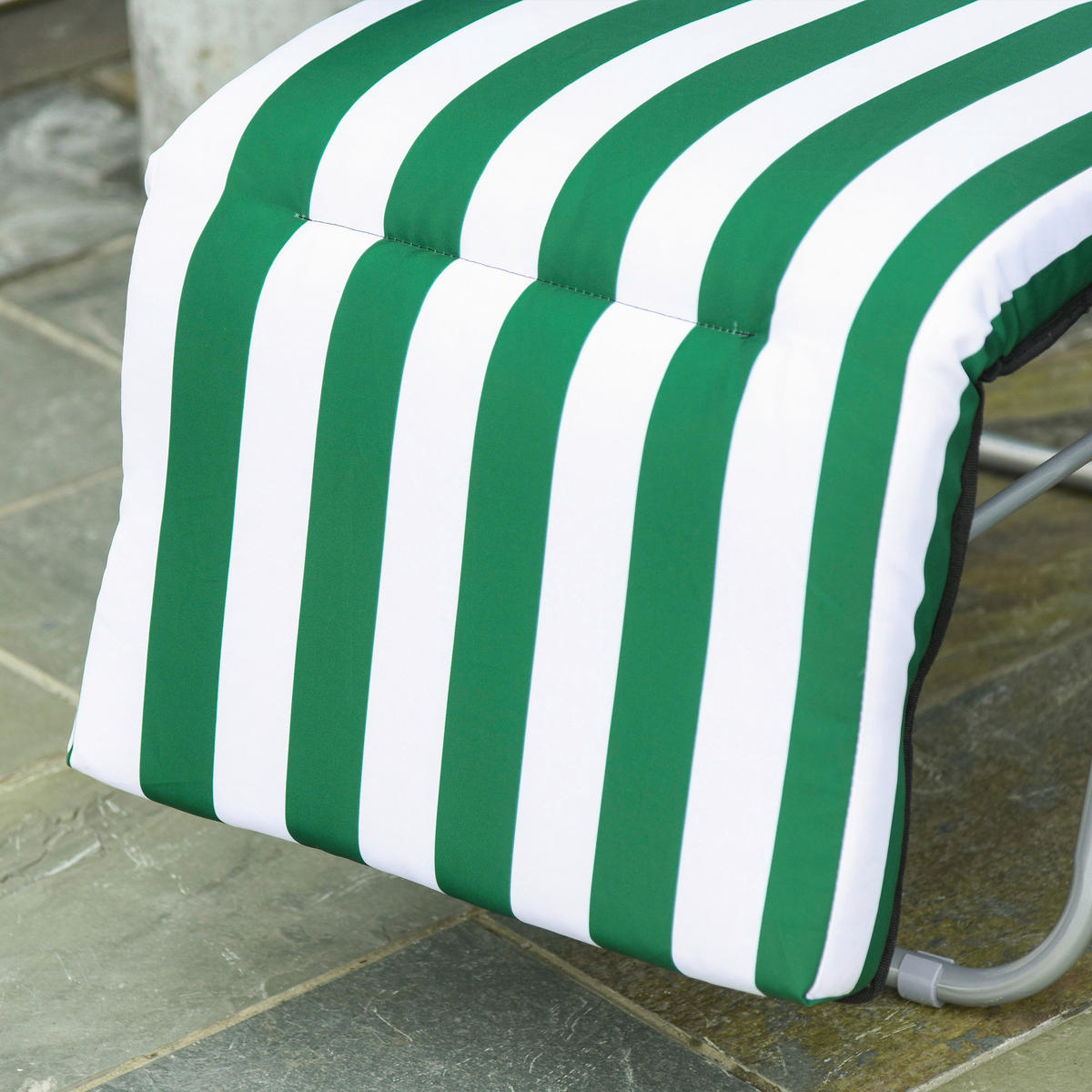 Outsunny Gartenliege weiß Stahl B/H/L: ca. 75x102x60 cm Gartenliege - weiß/grün (60,00/75,00/102,00cm) - Outsunny