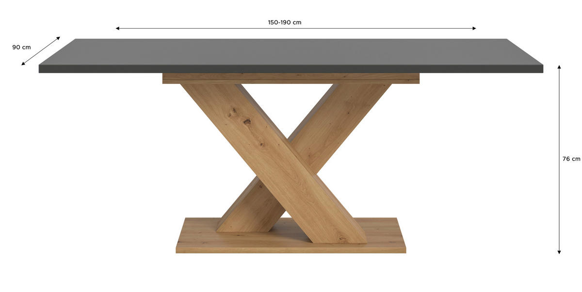 Esstisch MOTION grau Artisan Nachbildung B/H/T: ca. 150x76x90 cm MOTION - grau (150,00/76,00/90,00cm) - xonox.home