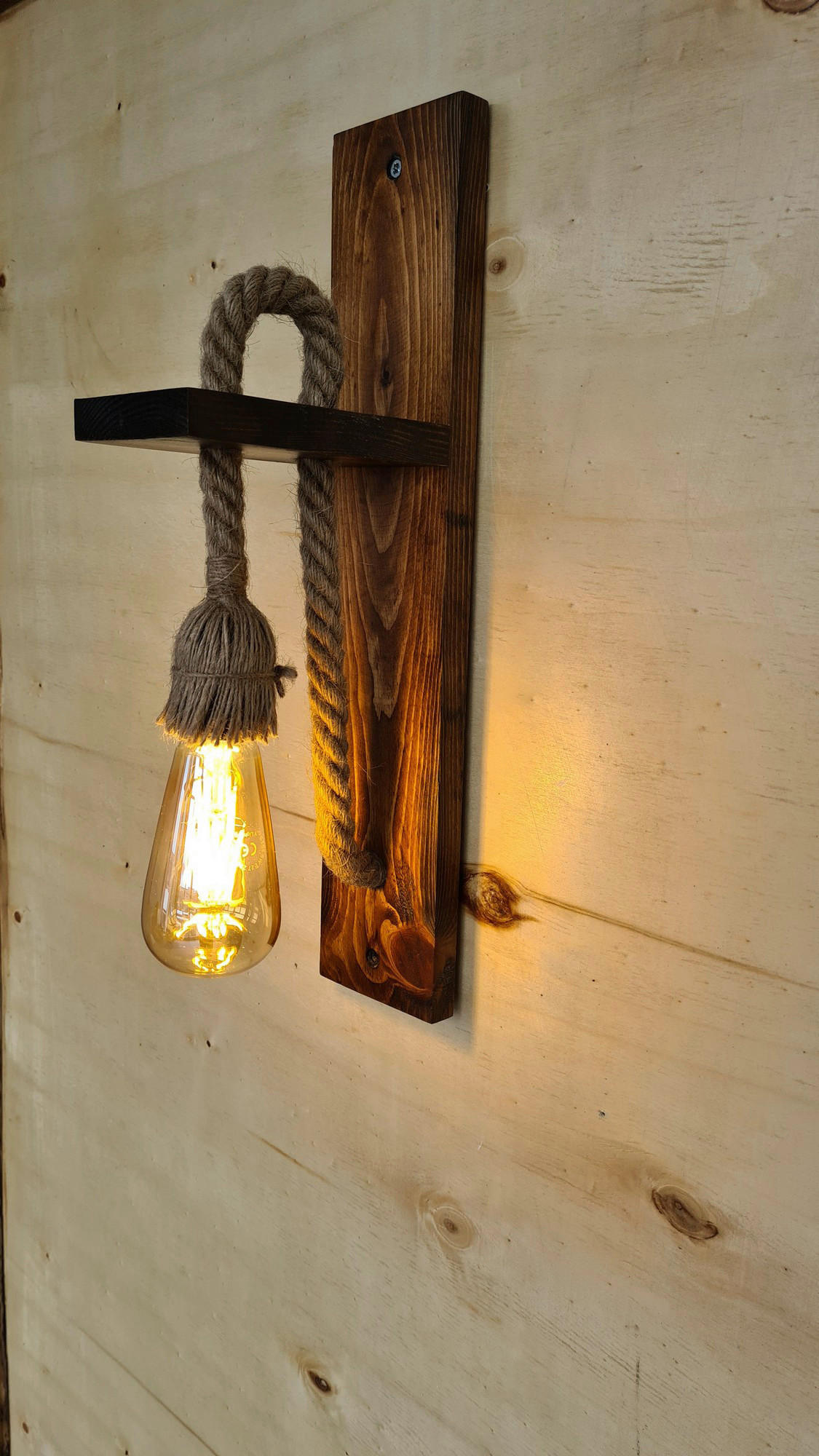 Opviq Wandleuchte nussbaum Kiefer B/H/T/L: ca. 45x17x9x45 cm E27 1 Brennstellen Ahsap Aplik 23 - nussbaum (45,00/45,00/17,00cm) - Opviq