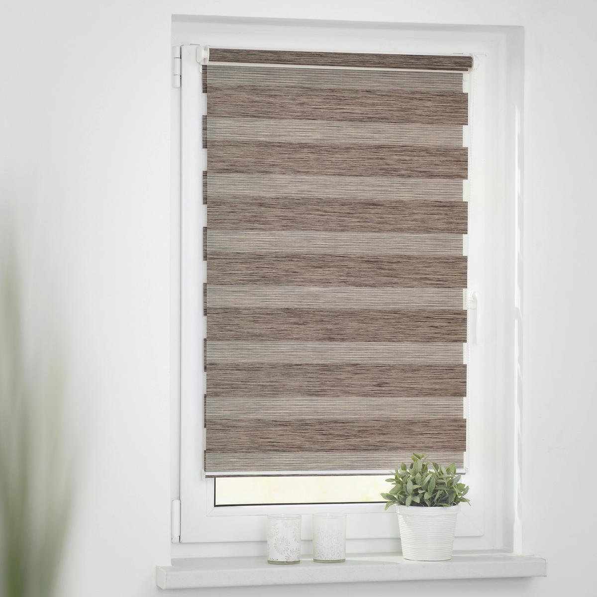 Doppelrollo Duo meliert hellbraun B/L: ca. 120x150 cm Duo meliert - hellbraun (120,00/150,00cm) - LICHTBLICK