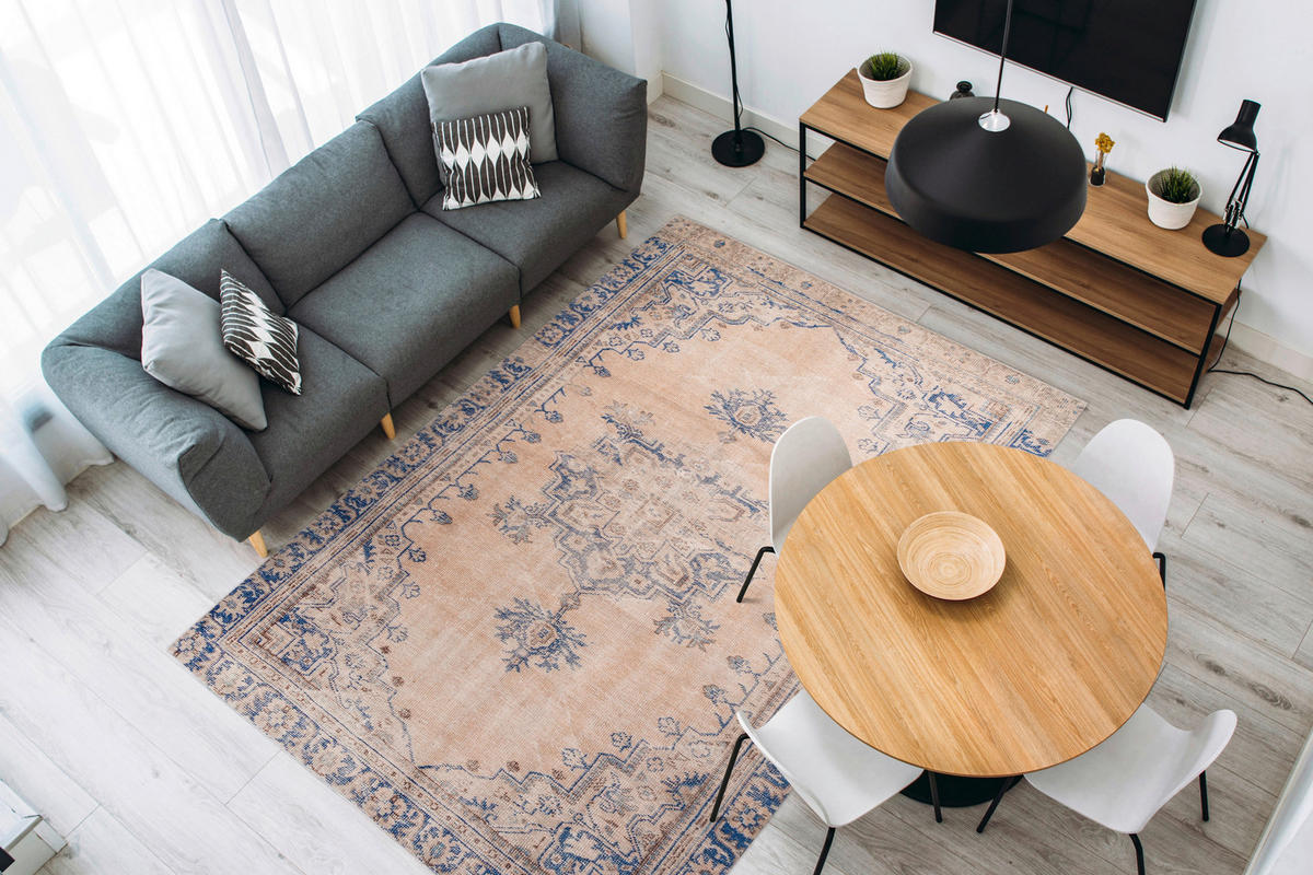 360Living Teppich Vintage blau B/L: ca. 140x200 cm Vintage - blau (140,00/200,00cm) - 360Living