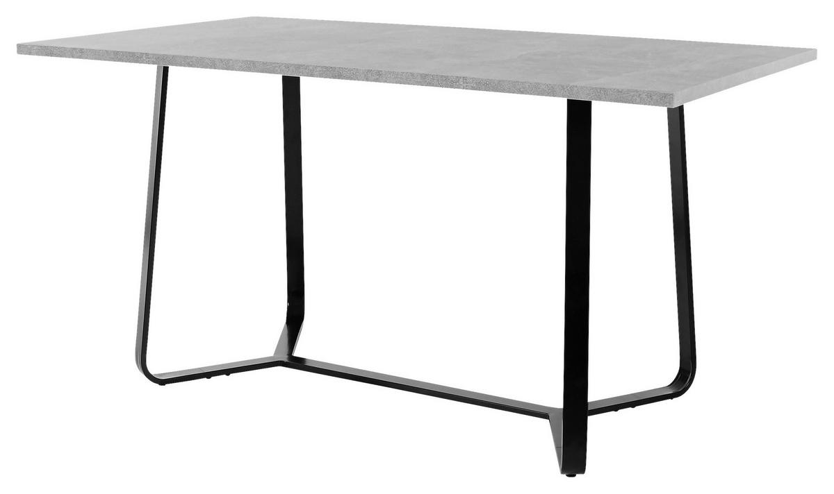 Tisch TALEA Beton Optik schwarz pulverbeschichtet B/H/T: ca. 140x76x90 cm TALEA - Beton/schwarz (140,00/76,00/90,00cm) - byLIVING