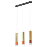 Lamkur Pendelleuchte gold Stahl Glas B/H/L: ca. 8x95x45 cm GU10 3 Brennstellen AURELIA - gold (45,00/8,00/95,00cm) - Lamkur