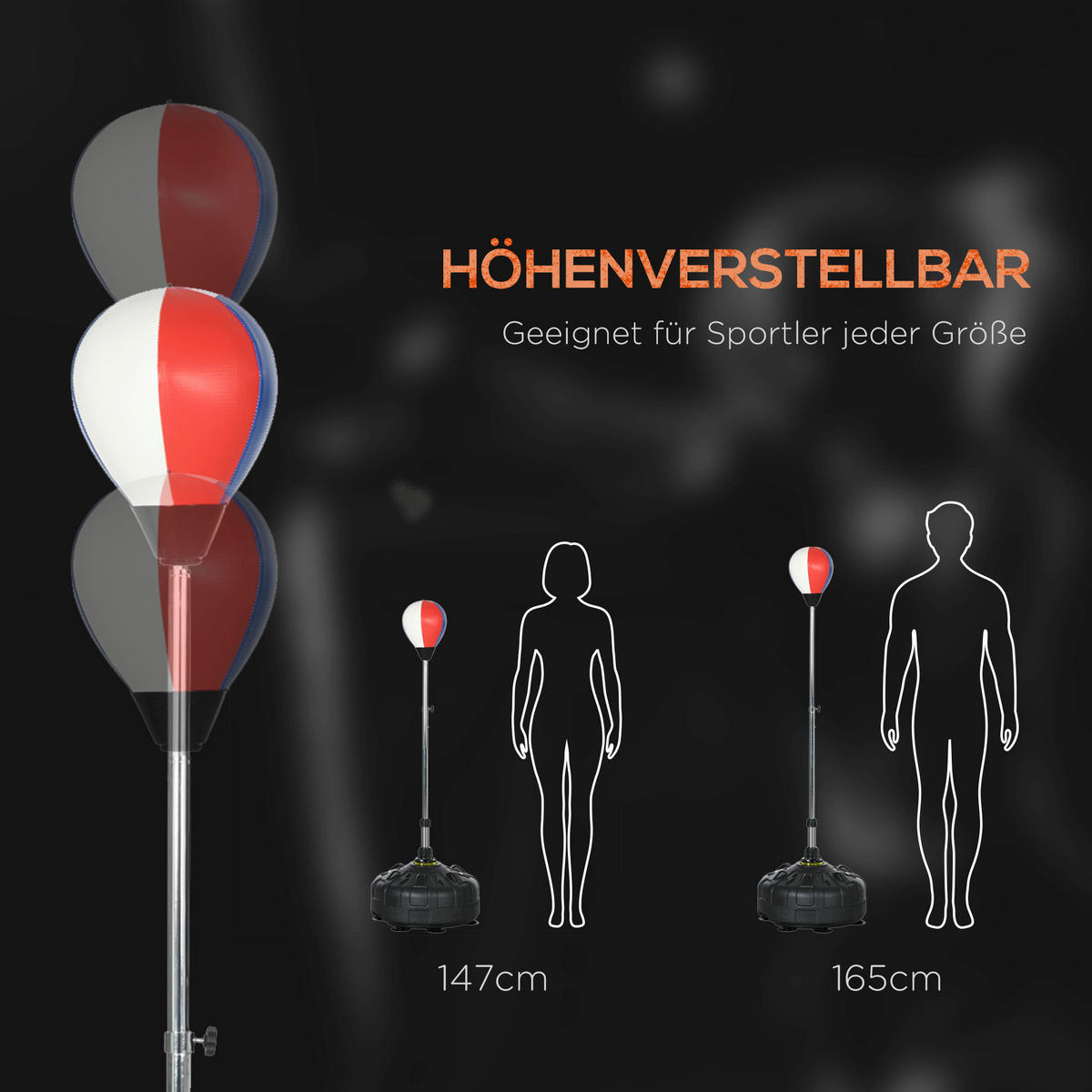SPORTNOW Fitness-Zubehör rot Kunstleder B/H/L: ca. 48x48x165 cm Punchingball - rot/schwarz (165,00/48,00/48,00cm) - SPORTNOW