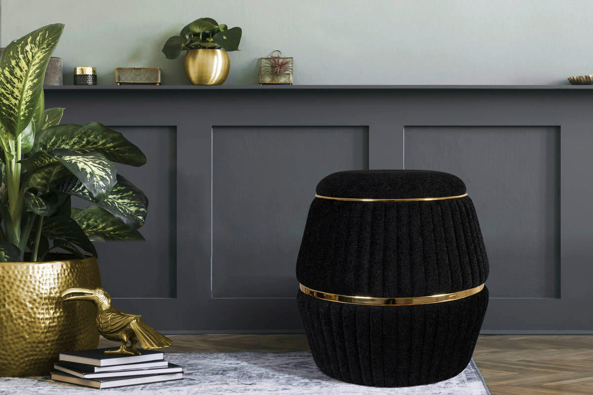 360 Living Hocker Doric 210 schwarz gold H/D: ca. 53x51,5 cm Doric 210 - gold/schwarz (51,50/53,00cm) - 360 Living