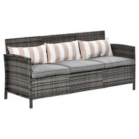 Outsunny Loungesofa grau Stahl B/H/T: ca. 173x78x68 cm Loungesofa_als_3sitzer - beige/grau (173,00/78,00/68,00cm) - Outsunny