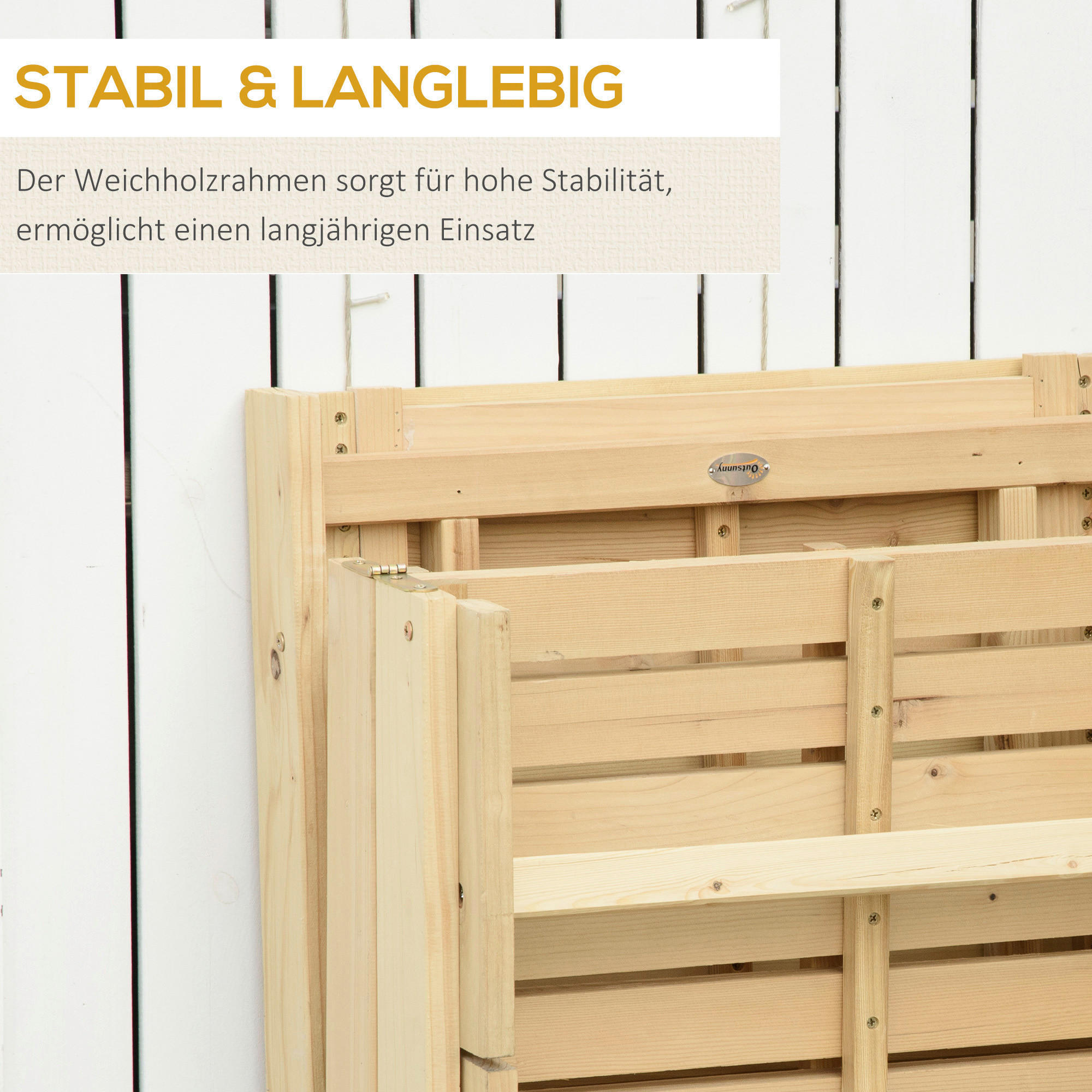 Outsunny Gartenliege natur Holz B/H/L: c...