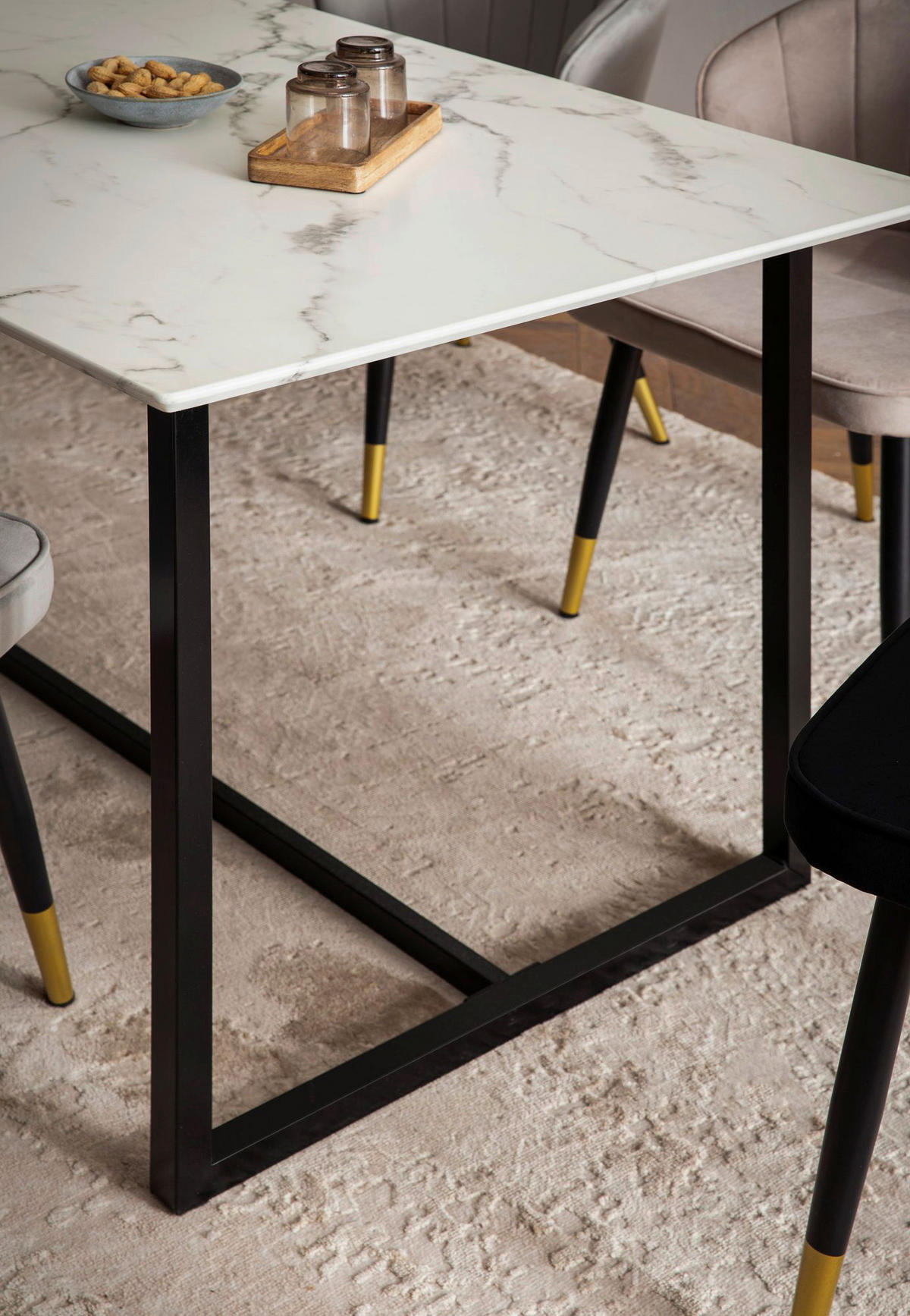 Esstisch weiß Marmor Optik B/H/T: ca. 160x76x80 cm Esstisch - weiß (160,00/76,00/80,00cm) - Wohnling