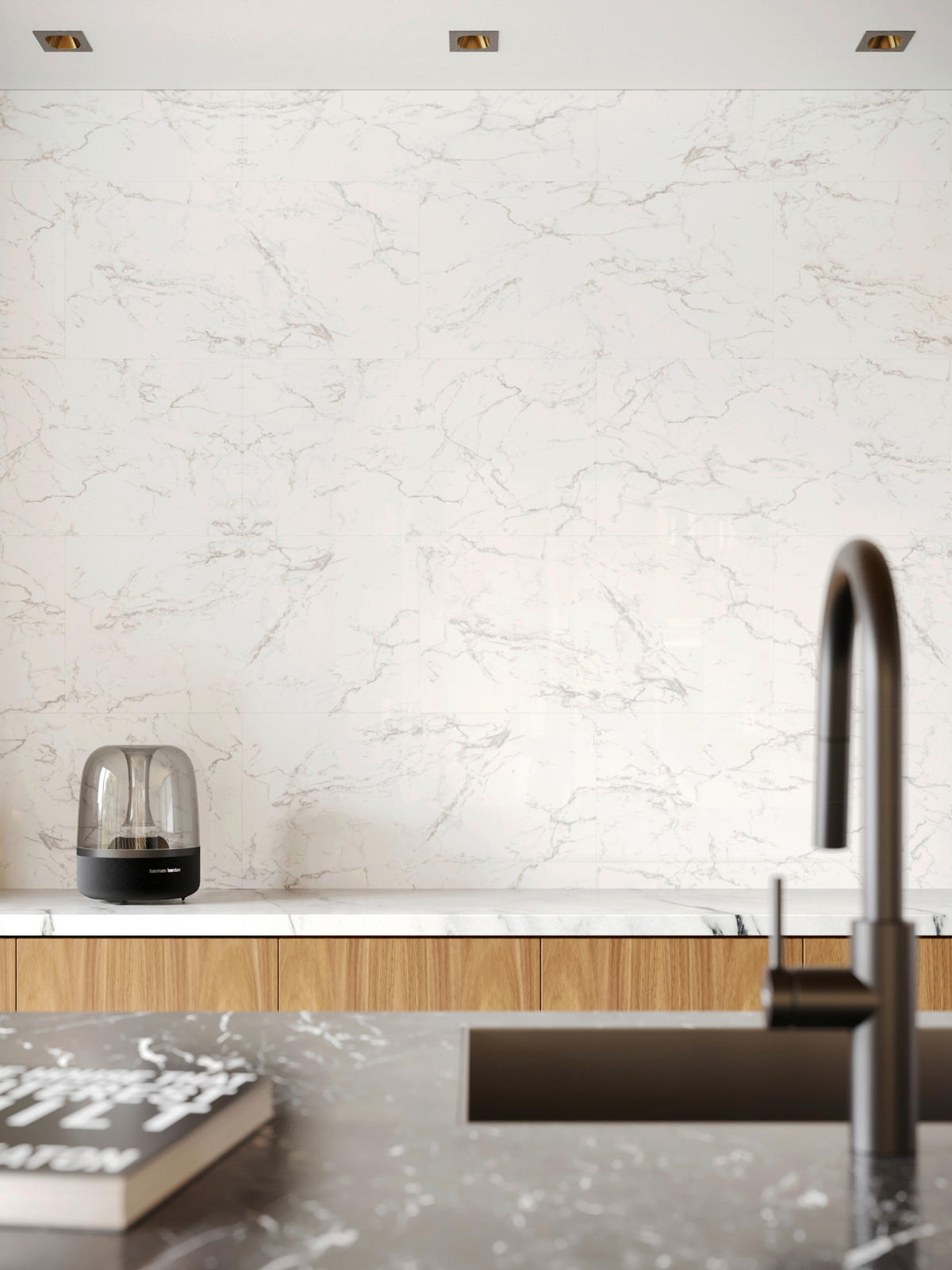 Wand-/Bodenvinyl Carrara Marble ca. 1,92m² im Paket  B/L: ca. 40x80 cm pro Paket Carrara Marble ca. 1,92m² im Paket - (80,00/40,00/0,40cm)