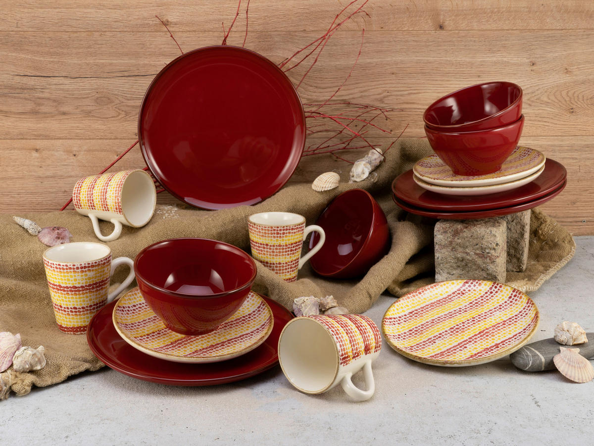 CreaTable Kombiservice Malaga rot Keramik Malaga - gelb/rot - CreaTable
