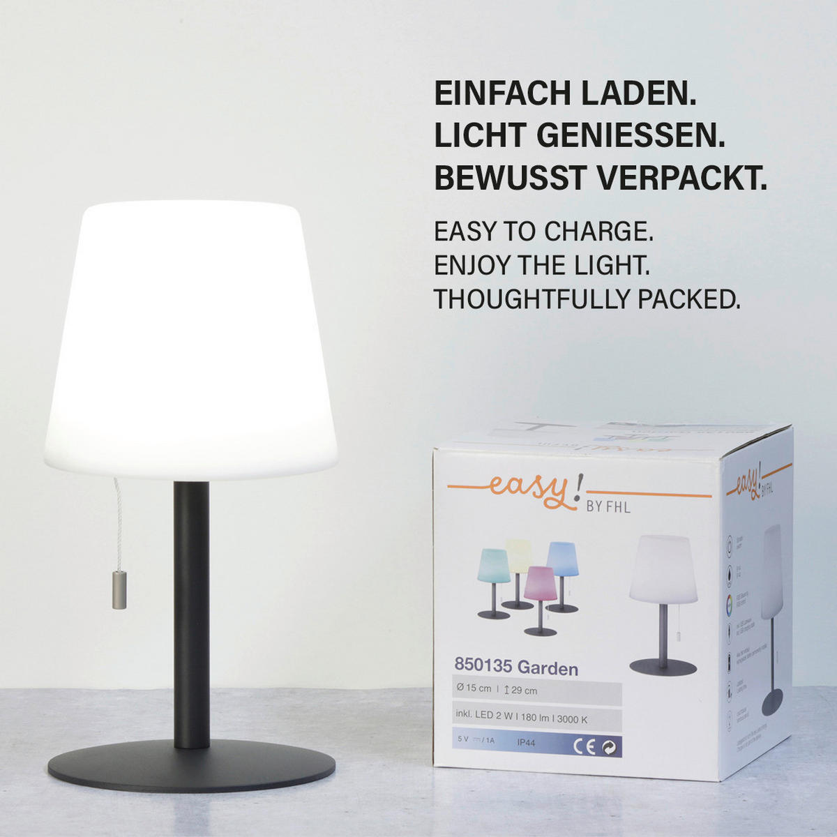 LED-Außenleuchte 850135 Garden weiß anthrazit H/D: ca. 29x15 cm Garden - weiß/anthrazit (15,00/29,00cm) - easy! by FHL