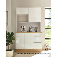 Respekta Küchenbuffet Marleen weiß Hochglanz B/H/T: ca. 120x211x60 cm Marleen - weiß/Alu (120,00/211,00/60,00cm) - Respekta