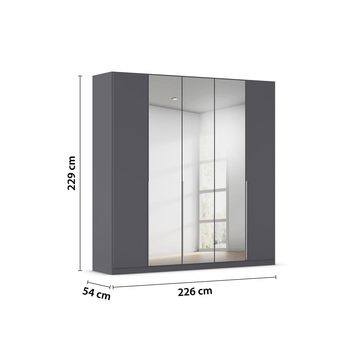 Kleiderschrank Alabama grau B/H/T: ca. 225x229x54 cm Alabama - Alu/grau (225,00/229,00/54,00cm)