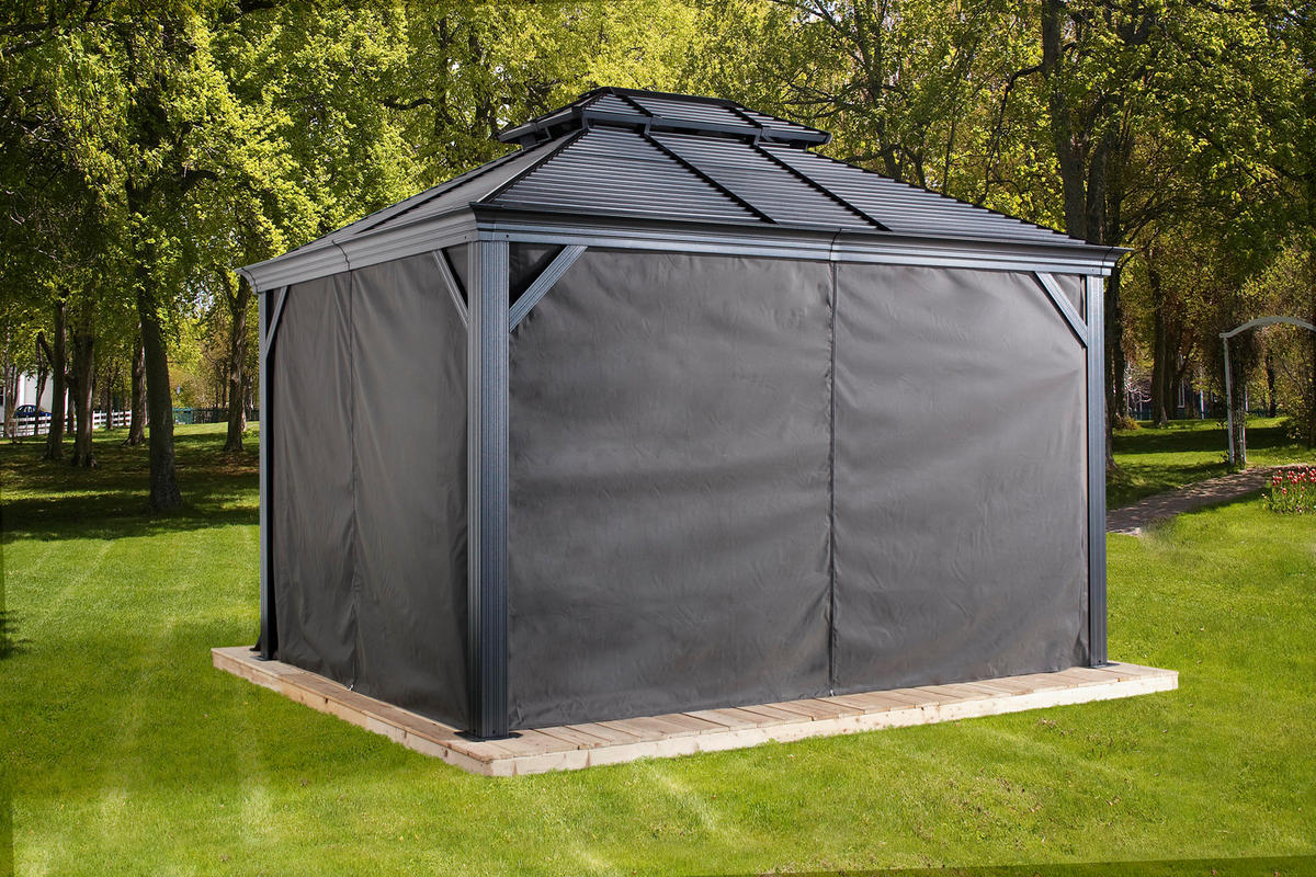 Sojag Pavillon-Vorhang-Set Mykonos/Moreno dunkelgrau Polyester B/T: ca. 380x254 cm Mykonos/Moreno - dunkelgrau (380,00/254,00cm) - Sojag
