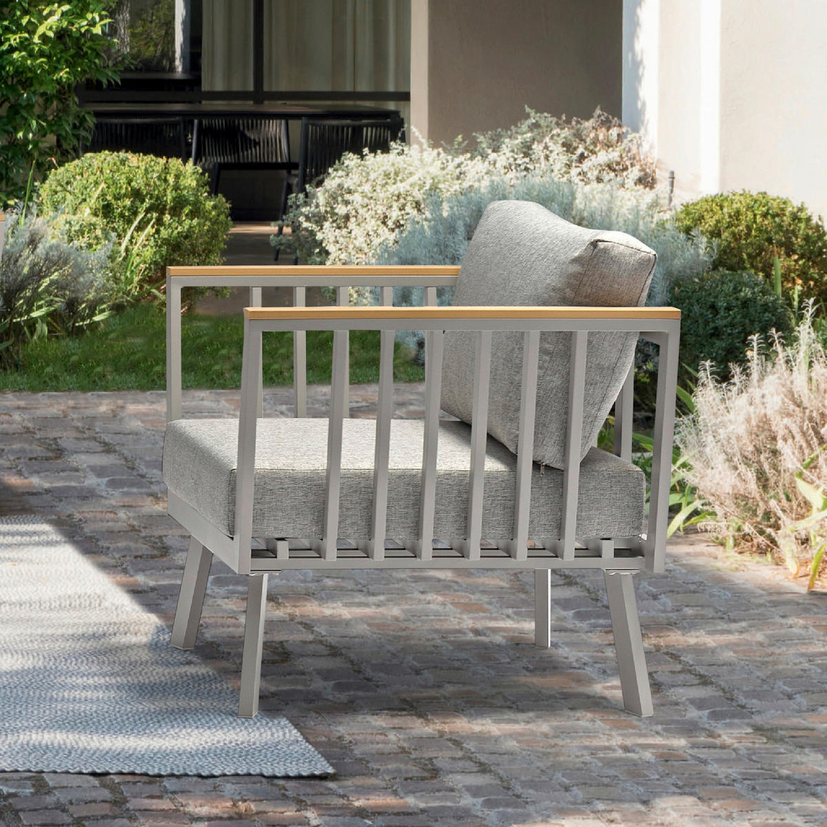 Acamp Loungeset Gondola grau Aluminium B/H/T: ca. 175x70x80 cm Gondola - grau (175,00/70,00/80,00cm) - Acamp