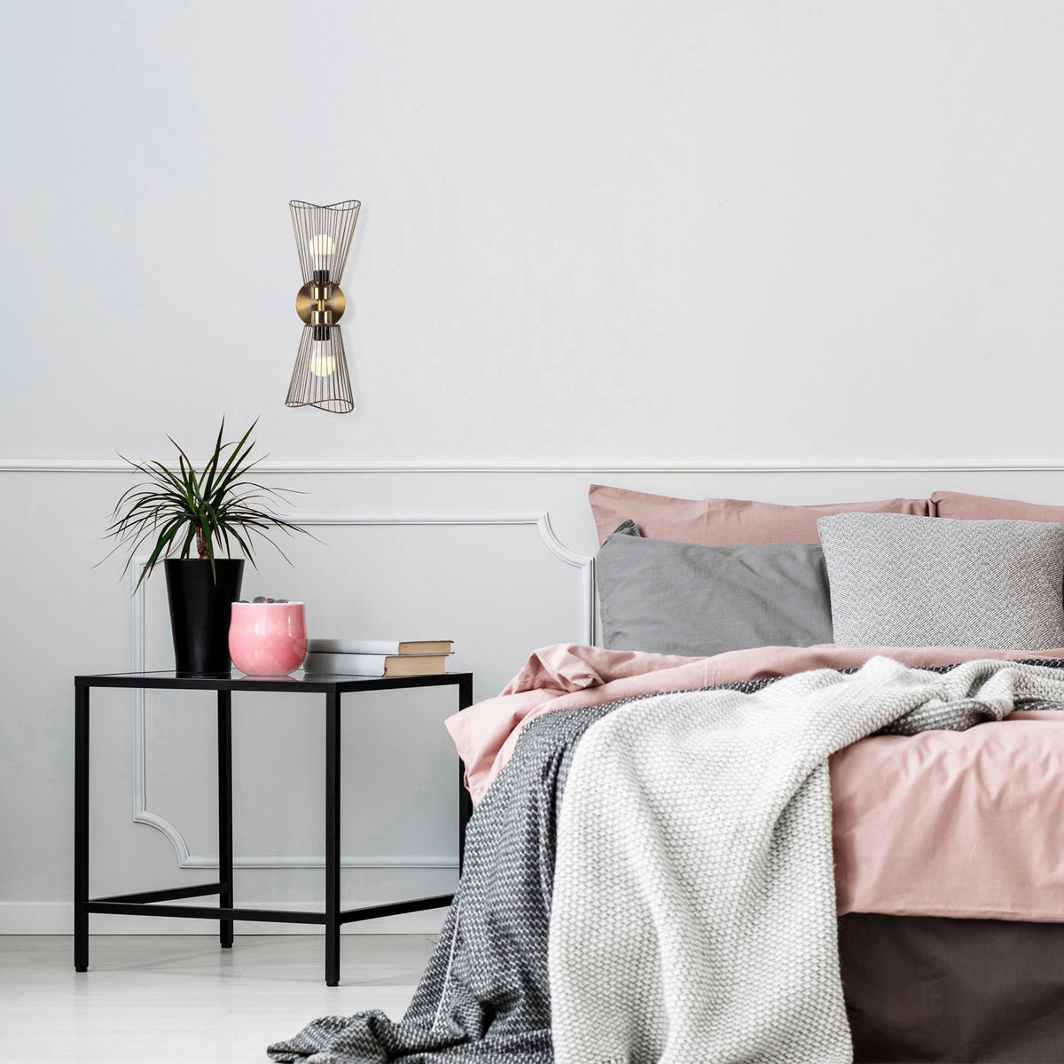 Opviq Wandleuchte Zeyno bronze Metall B/H/T/L/D: ca. 16x48x16x16x16 cm E27 2 Brennstellen Zeyno - bronze (16,00/16,00/48,00cm) - Opviq