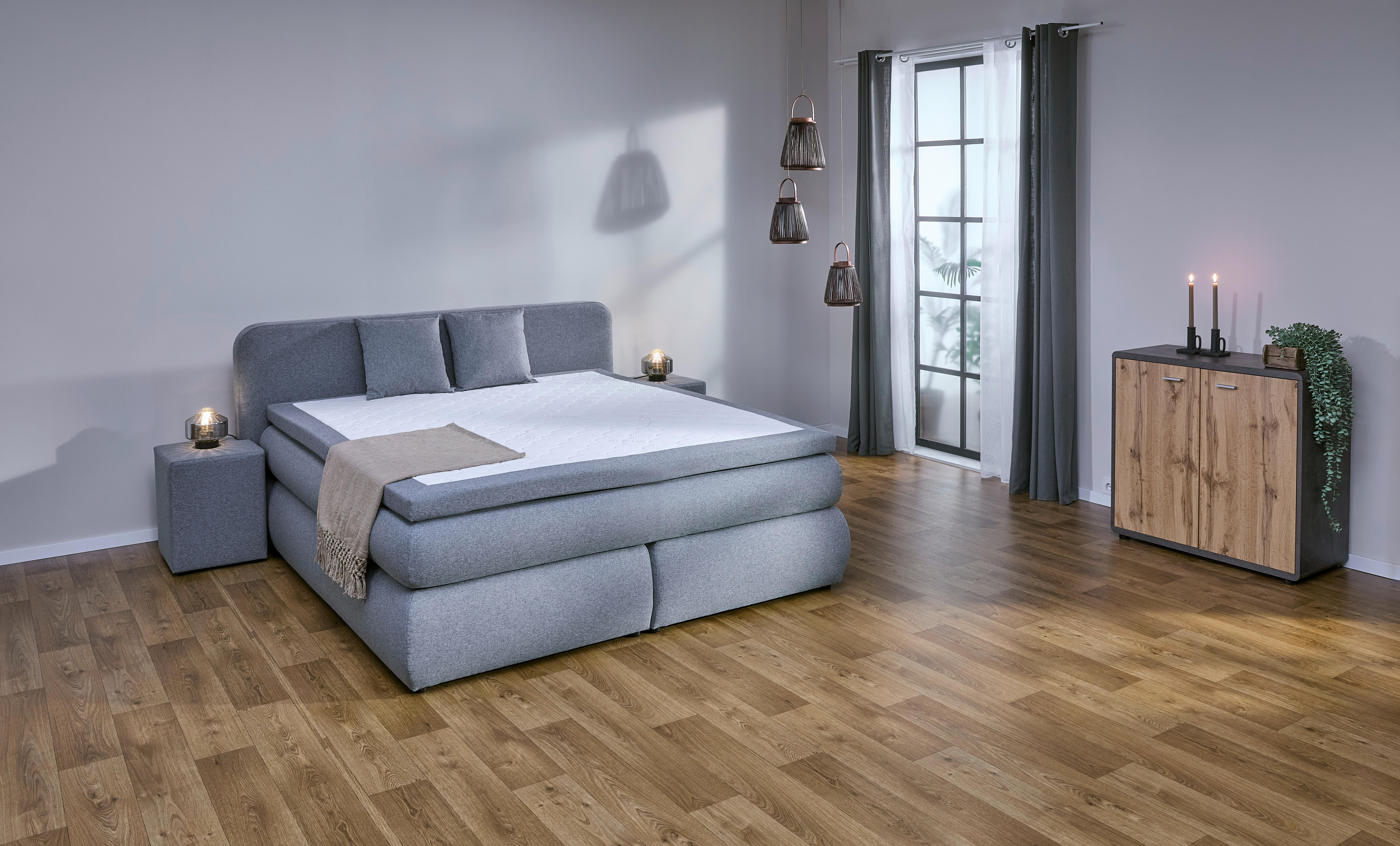 Boxspringbett Aruba silber Liegefläche B/L: ca. 180x200 cm Aruba - silber (200,00/104,00/212,00cm)