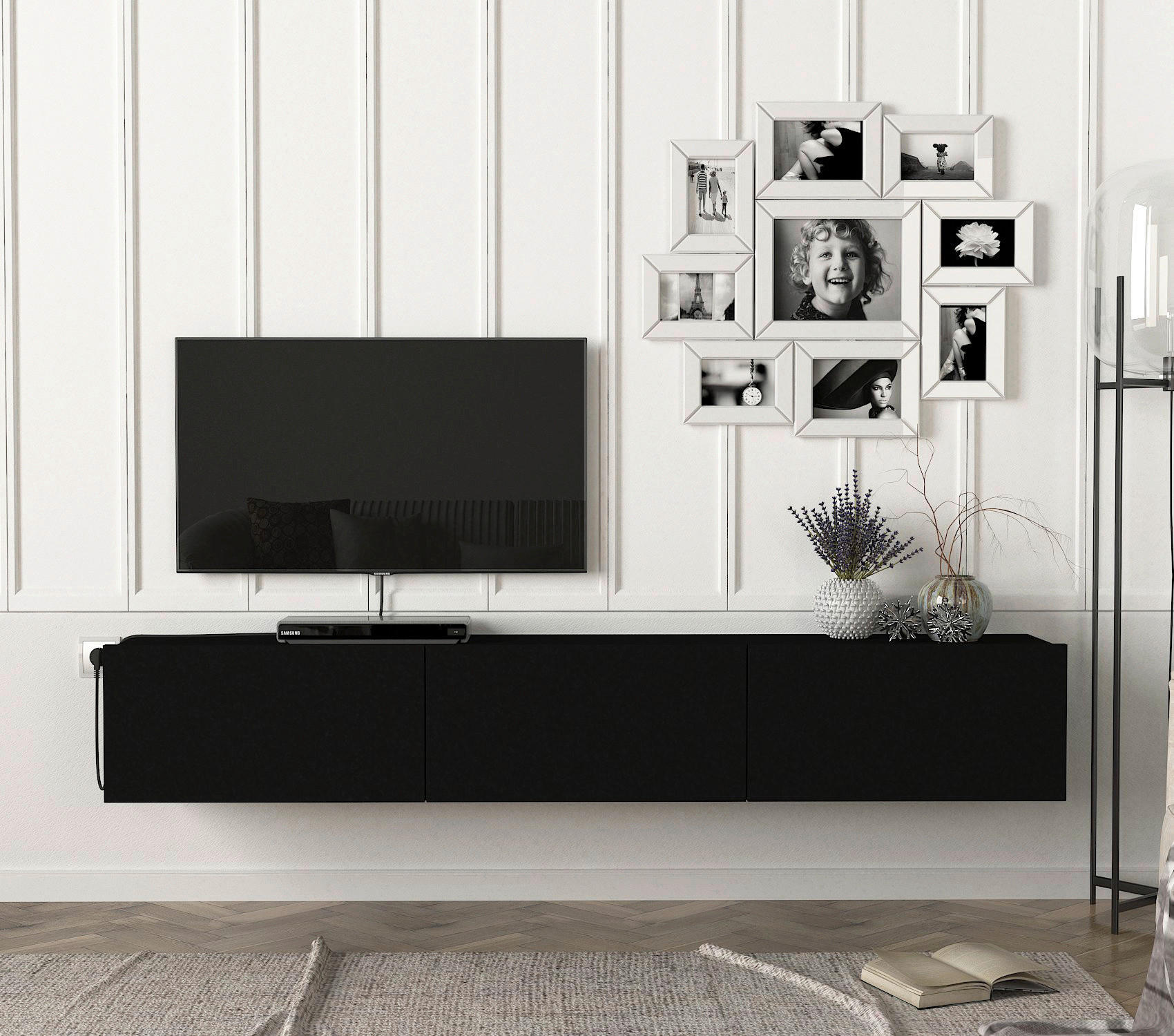 TV-Lowboard Damla schwarz B/H/T: ca. 180x29,5x29,5 cm Damla - schwarz (180,00/29,50/29,50cm) - moebel17
