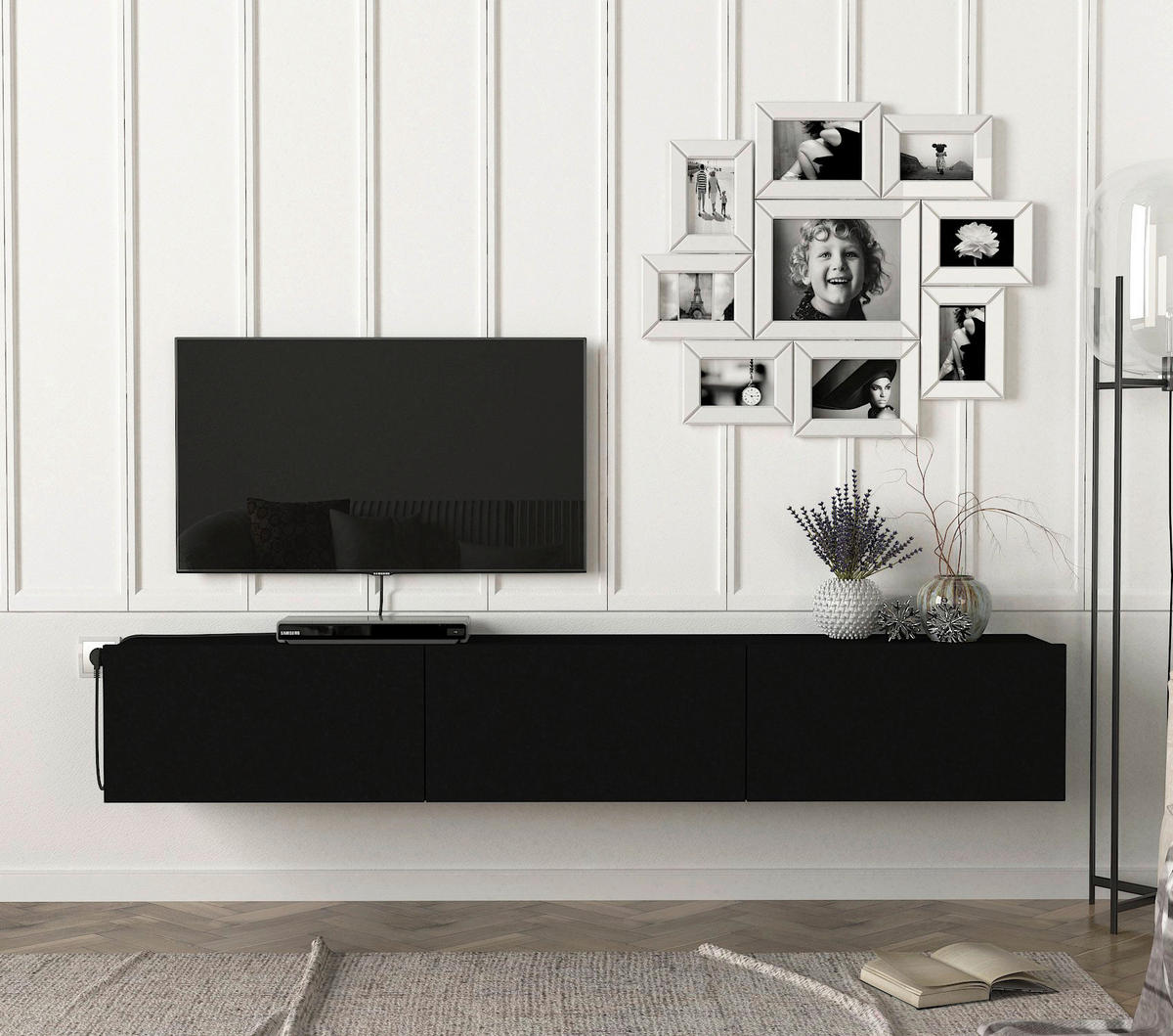 TV-Lowboard Damla schwarz B/H/T: ca. 180x29,5x29,5 cm Damla - schwarz (180,00/29,50/29,50cm) - moebel17