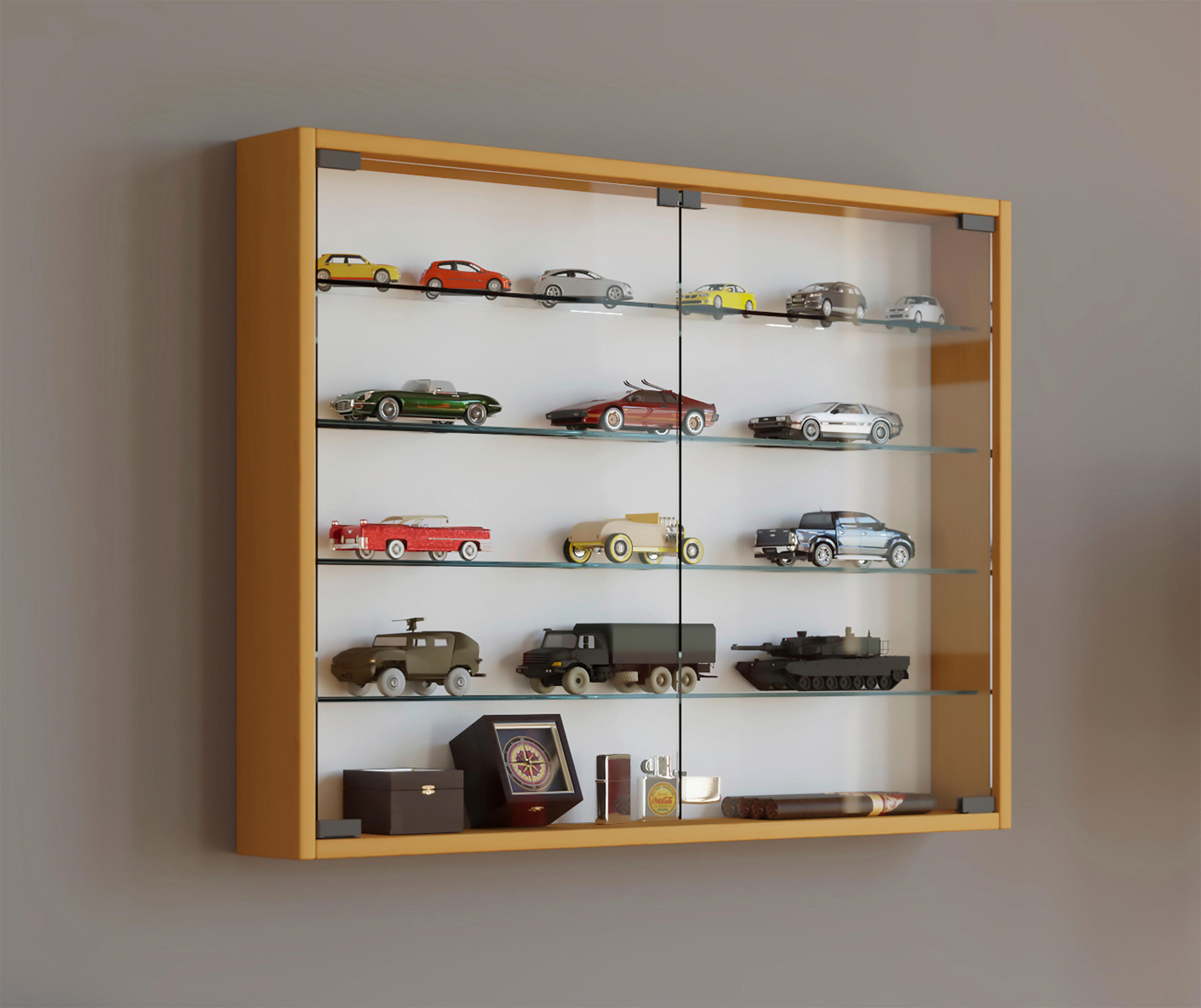 Vitrine Mandosa L buche Nachbildung Holzwerkstoff Glas B/H/T: ca. 80x60x10 cm Mandosa L - buche (80,00/60,00/10,00cm) - VCM Möbel