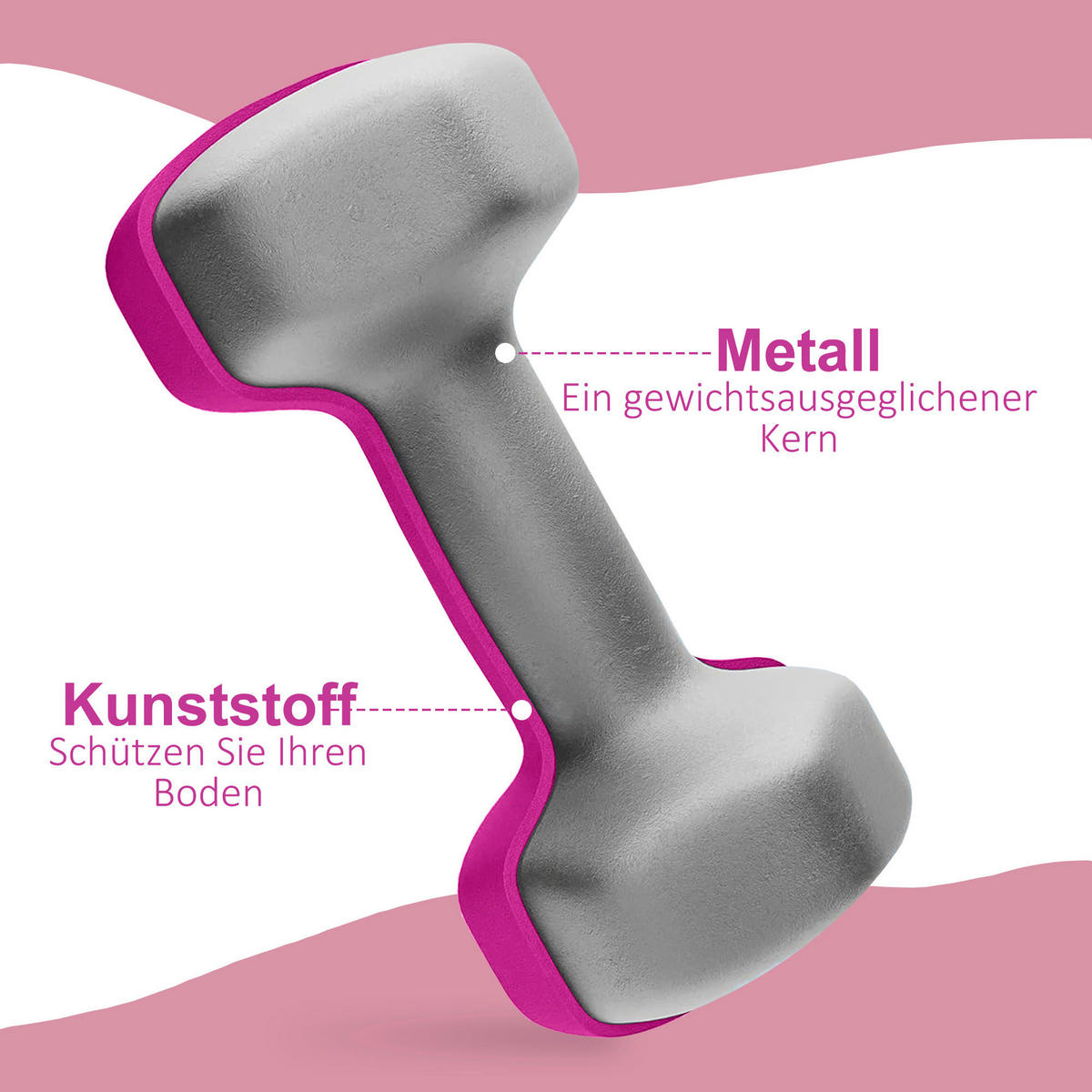 SPORTNOW Kurzhantel rosa Metall B/H/L: ca. 8x8x18 cm Kurzhantel - rosa (18,00/8,00/8,00cm) - SPORTNOW