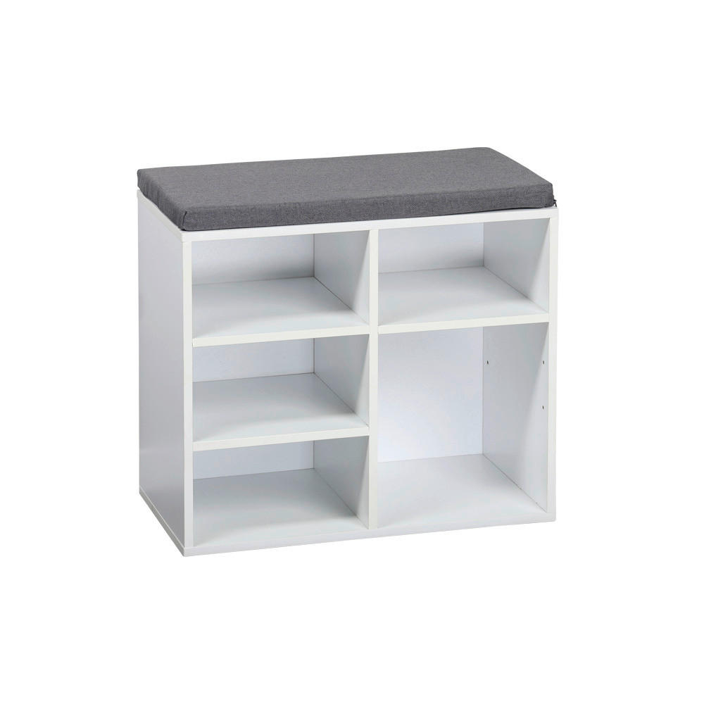 Kesper Schuhschrank mit Sitzkissen weiß Spanplatte B/H/L: ca. 29,5x48x515 cm Schuhschrank_mit_Sitzkissen - braun/weiß (515,00/29,50/48,00cm) - Kesper