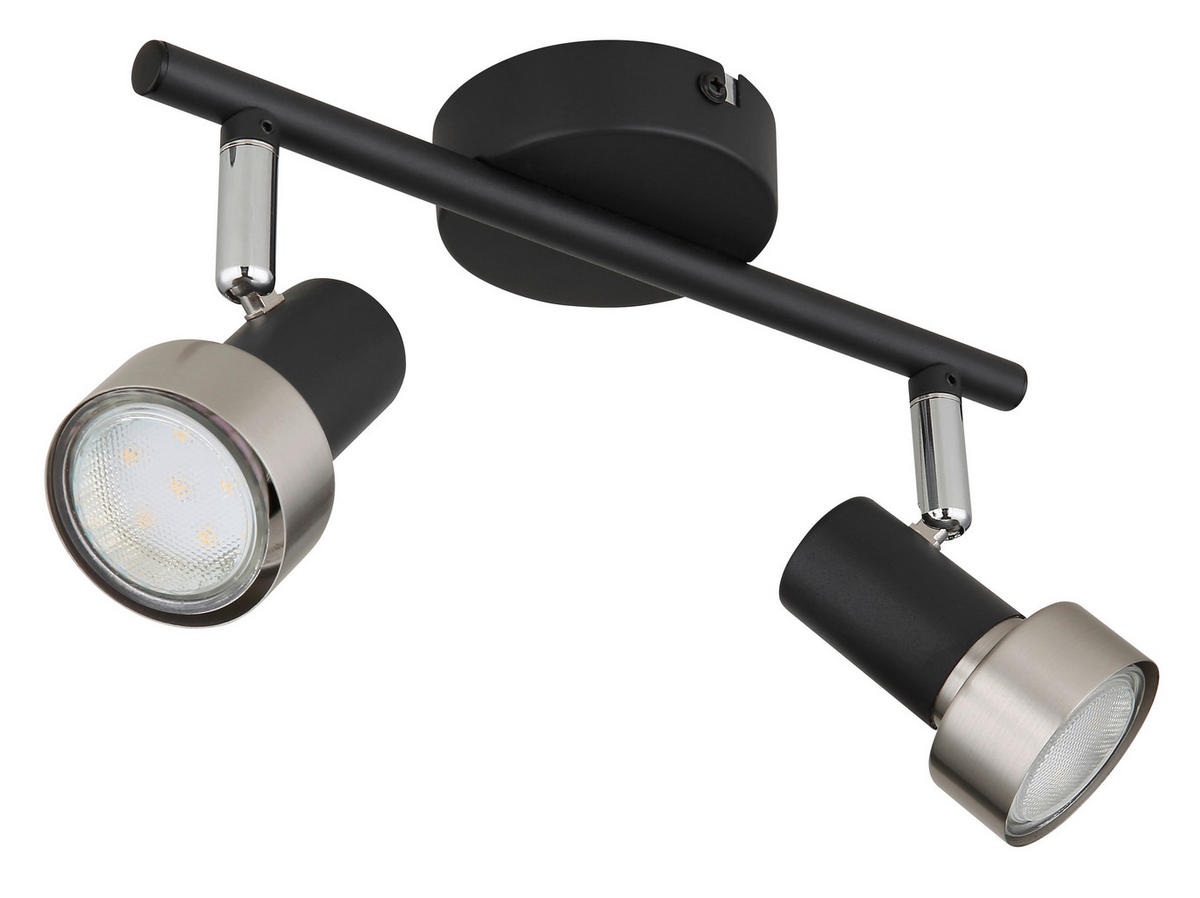 GLOBO Spot Chrom nickel matt mattschwarz Metall B/H/T: ca. 25x11,8x8,5 cm GU10 2 Brennstellen MASON - nickel matt/Chrom (25,00/11,80/8,50cm) - GLOBO