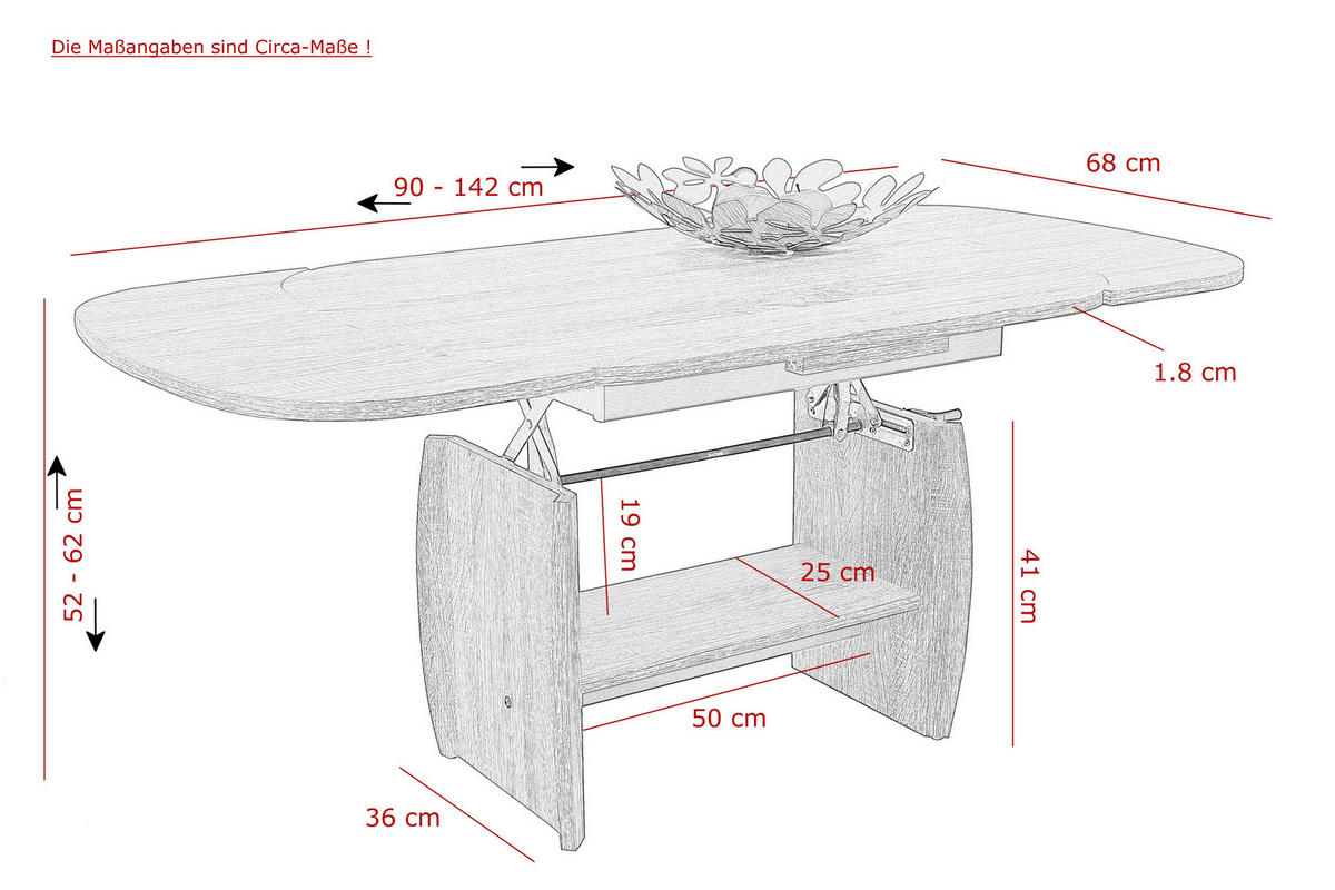 Couchtisch Michael III weiß B/H/T: ca. 142x62x68 cm Michael III - weiß (142,00/62,00/68,00cm) - Hela