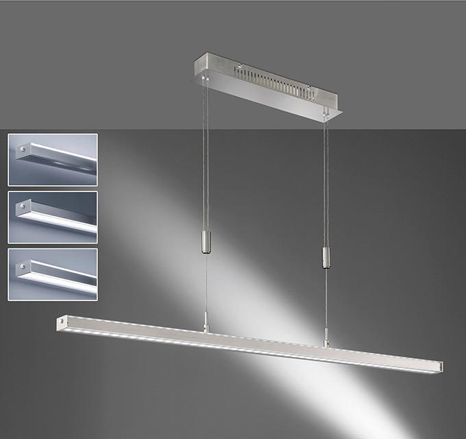 Fischer & Honsel LED-Pendelleuchte 60059 nickel matt Metall Acryl B/H/T: ca. 115x150x7 cm 2.0 Brennstellen Vitan TW - nickel matt (115,00/150,00/7,00cm) - Fischer & Honsel