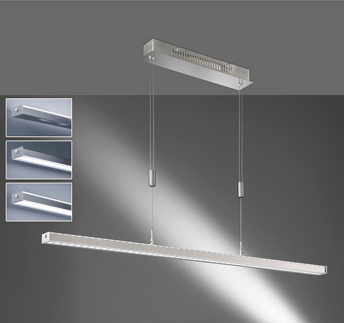 Fischer & Honsel LED-Pendelleuchte 60059 nickel matt Metall Acryl B/H/T: ca. 115x150x7 cm 2.0 Brennstellen Vitan TW - nickel matt (115,00/150,00/7,00cm) - Fischer & Honsel