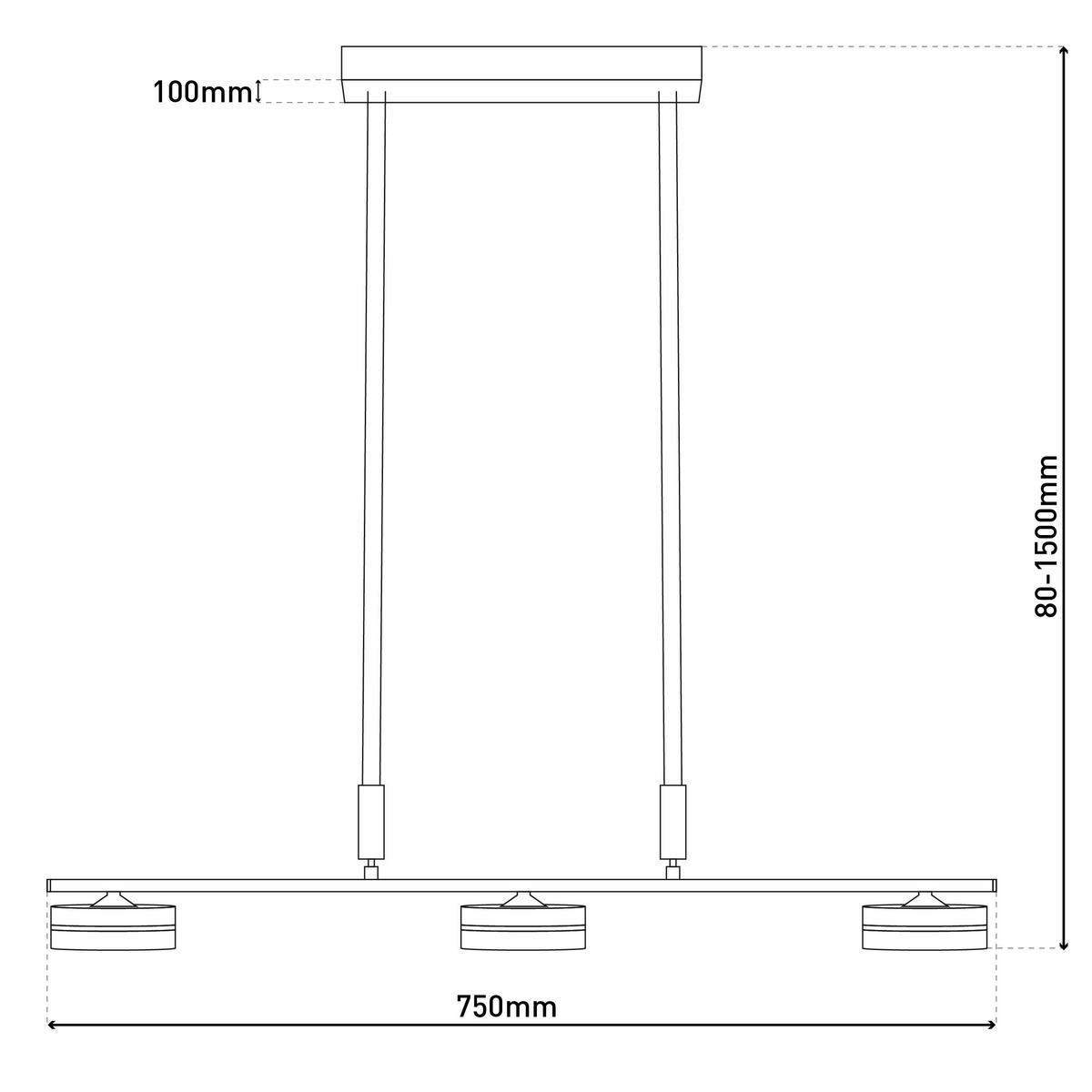 Näve Leuchten Pendelleuchte 6091614 braun Metall Holz B/H/T: ca. 10x80x75 cm null 3 Brennstellen Triberg - braun (10,00/80,00/75,00cm) - Näve Leuchten