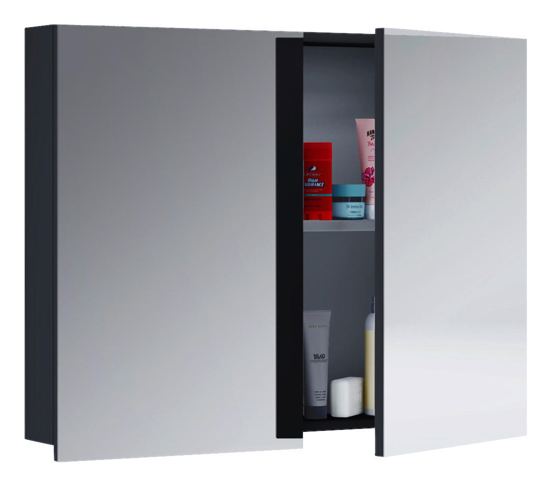 Spiegelschrank Badinos schwarz B/H/T: ca. 60x42x12 cm Badinos - schwarz (60,00/42,00/12,00cm) - VCM Möbel