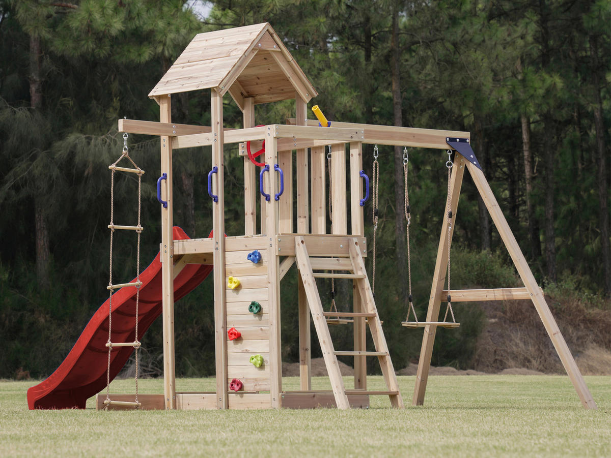 AXI Spielturm Moos braun B/H/L: ca. 342x267x375 cm Moos - braun/rot (375,00/342,00/267,00cm) - AXI