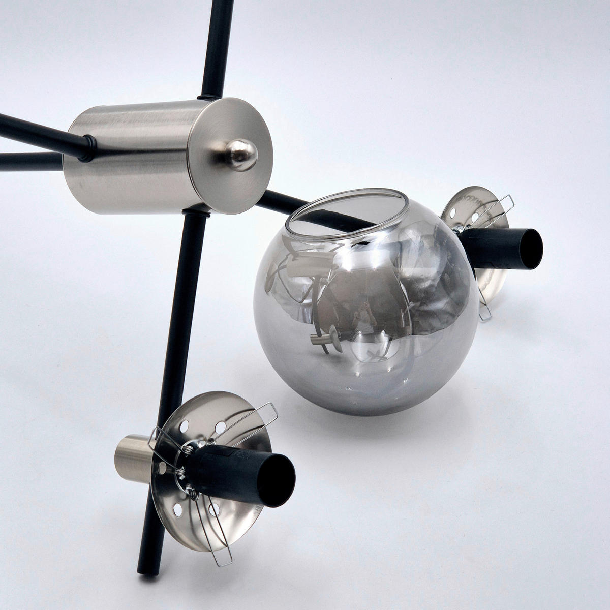 Lamkur Deckenleuchte Chrom Glas Stahl B/H/L: ca. 61x53x61 cm E14 4 Brennstellen LILOU - Chrom (61,00/61,00/53,00cm) - Lamkur