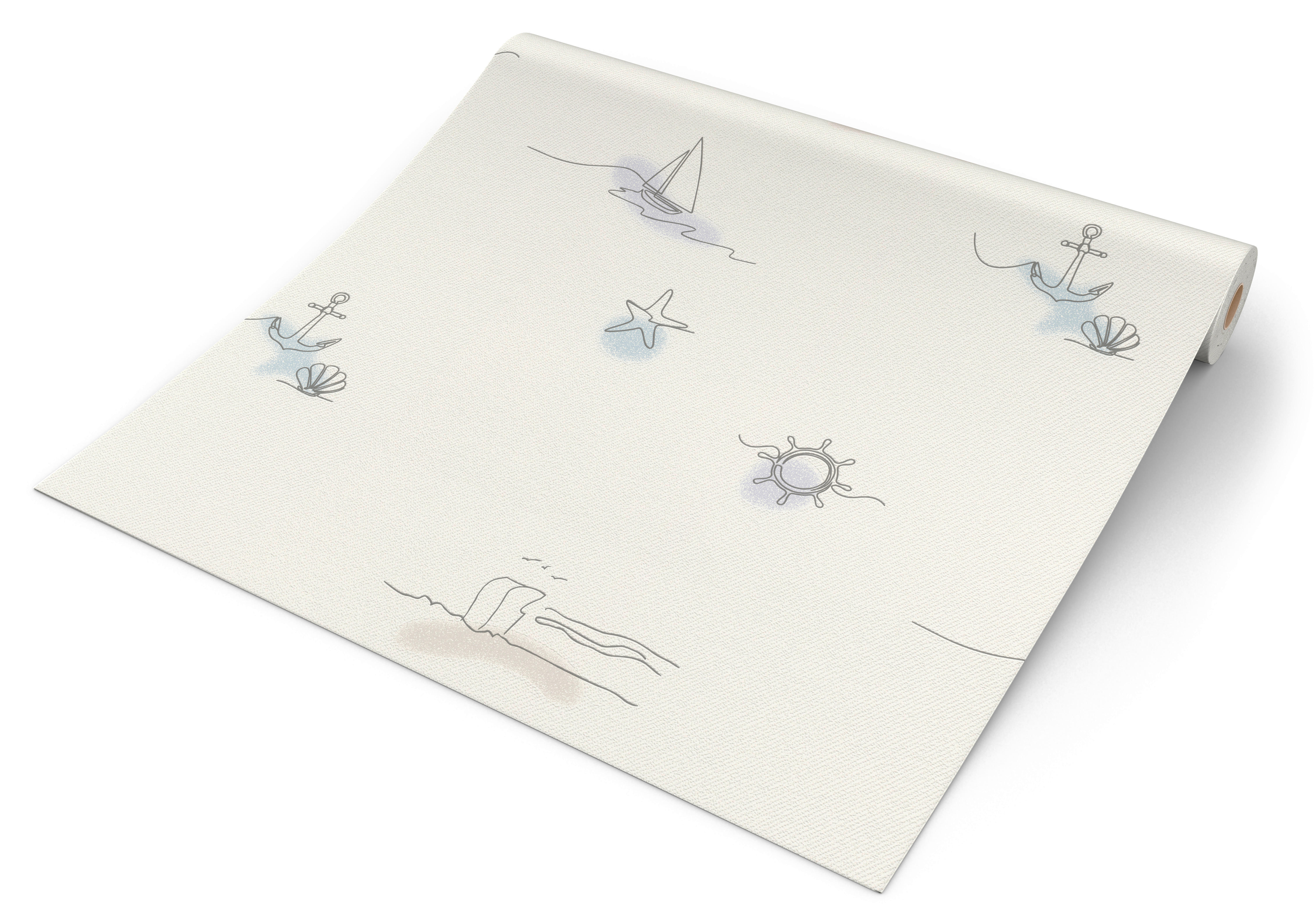 Vliestapete Maritim beige blau B/L: ca. 53x1005 cm Vliestapete_429527 - beige/blau (53,00/1005,00cm)