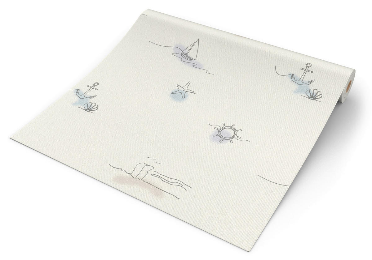 Vliestapete Maritim beige blau B/L: ca. 53x1005 cm Vliestapete_429527 - beige/blau (53,00/1005,00cm)