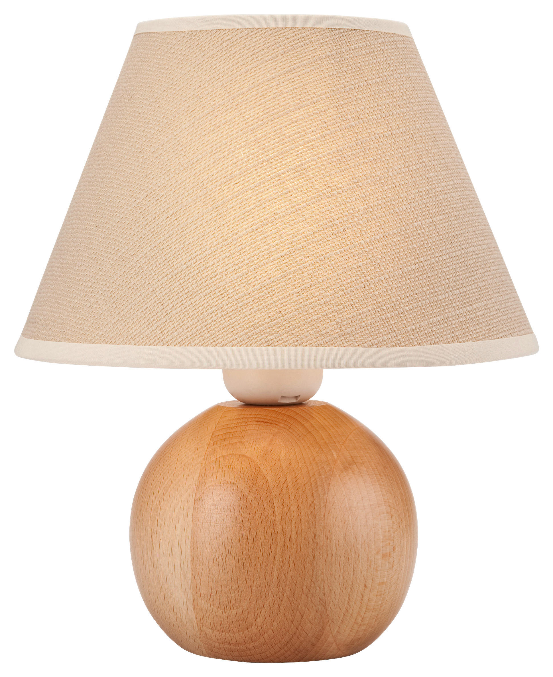 Lamkur Tischleuchte BALL 36311 natur Holz Stahl Stoff H/L: ca. 24x19 cm E27 1 Brennstellen Ball - natur (19,00cm) - Lamkur