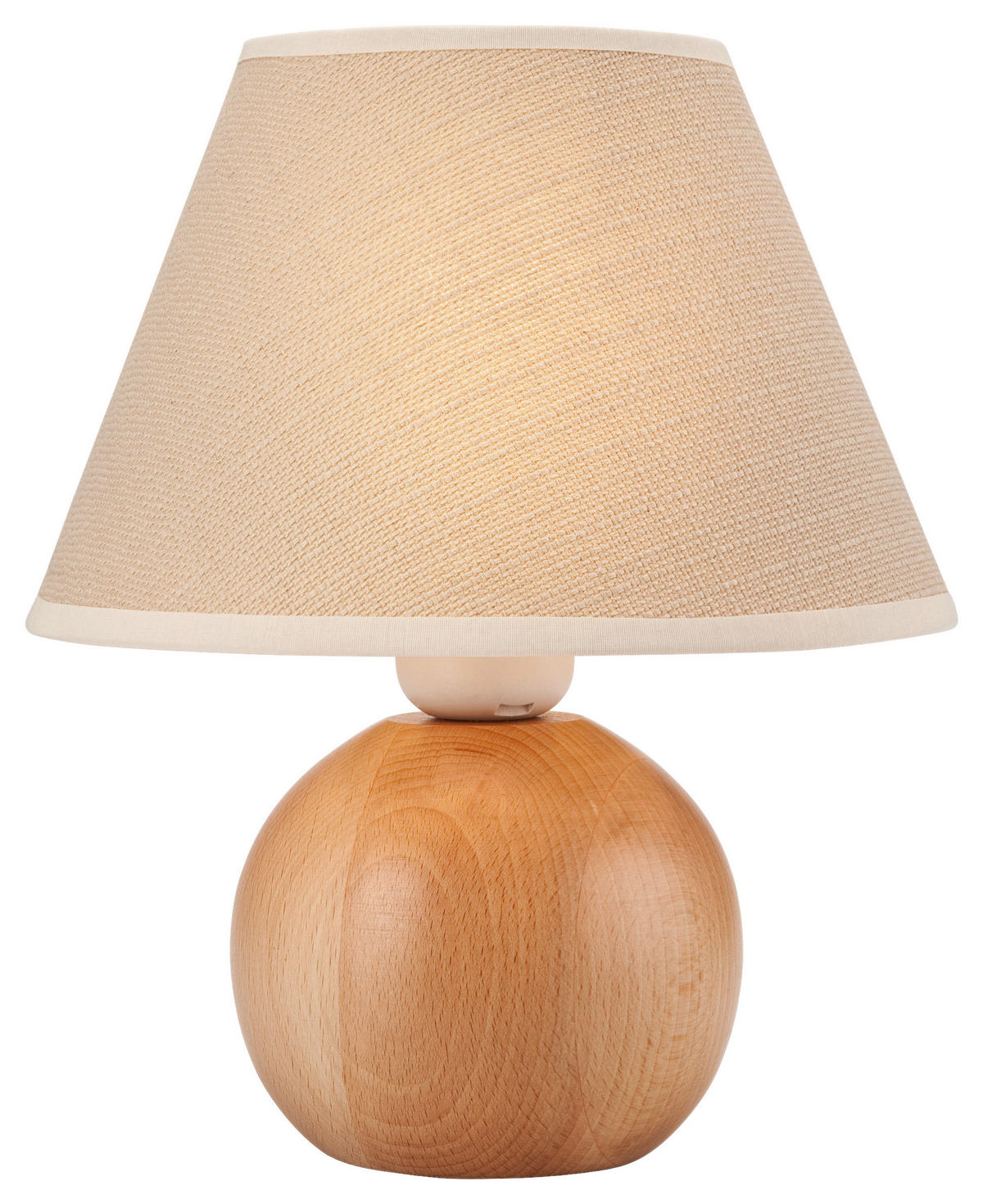Lamkur Tischleuchte BALL 36311 natur Holz Stahl Stoff H/L: ca. 24x19 cm E27 1 Brennstellen Ball - natur (19,00cm) - Lamkur