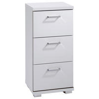 Schrank NEBRASKA weiß weiß Lack Hochglanz silber verchromt B/H/T: ca. 35,5x74x31,5 cm NEBRASKA - weiß/silber (35,50/74,00/31,50cm) - byLIVING
