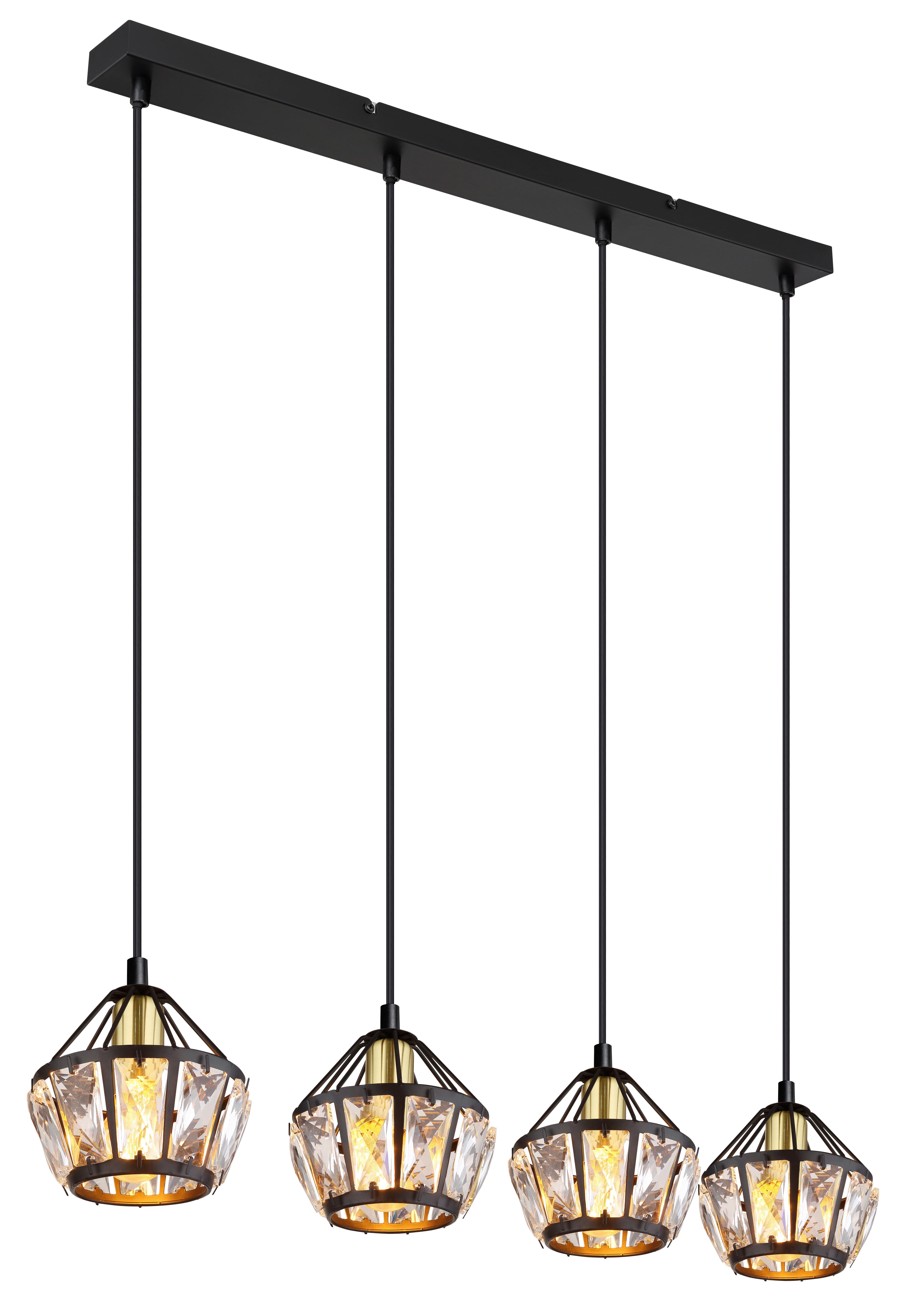 GLOBO Pendelleuchte schwarz Metall B/H/T: ca. 12,5x150x73 cm E14 4 Brennste günstig online kaufen