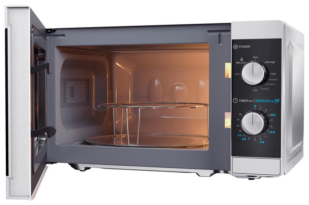 Sharp Mikrowelle mit Grill YC-MG01E-S silber Glas B/H/T: ca. 44x25,8x34,4 cm Mikrowelle YC-MG01E-S Sharp - silber (44,00/25,80/34,40cm) - Sharp