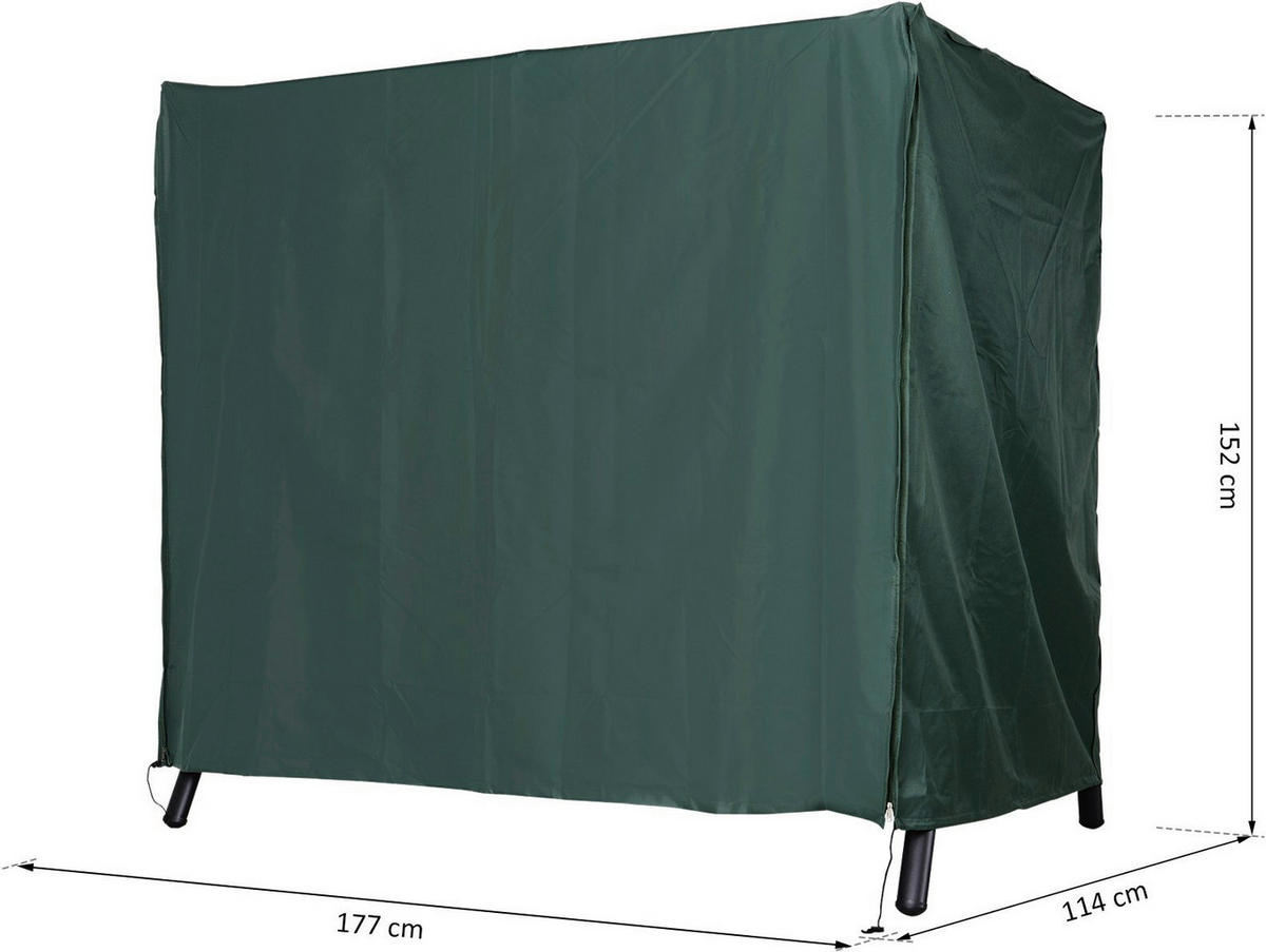 Outsunny Abdeckung für Hollywoodschaukel dunkelgrün Polyester-Mischgewebe B/H/L: ca. 114x152x177 cm Abdeckung_Hollywoodschaukel - dunkelgrün (177,00/114,00/152,00cm) - Outsunny