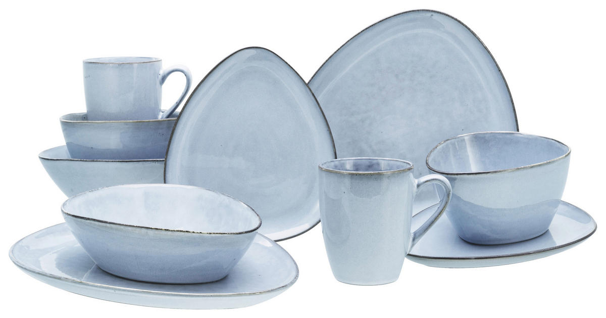 CreaTable Kombiservice Cloudy Skyblue blau Steinzeug 10 tlg. Cloudy Skyblue - blau - CreaTable