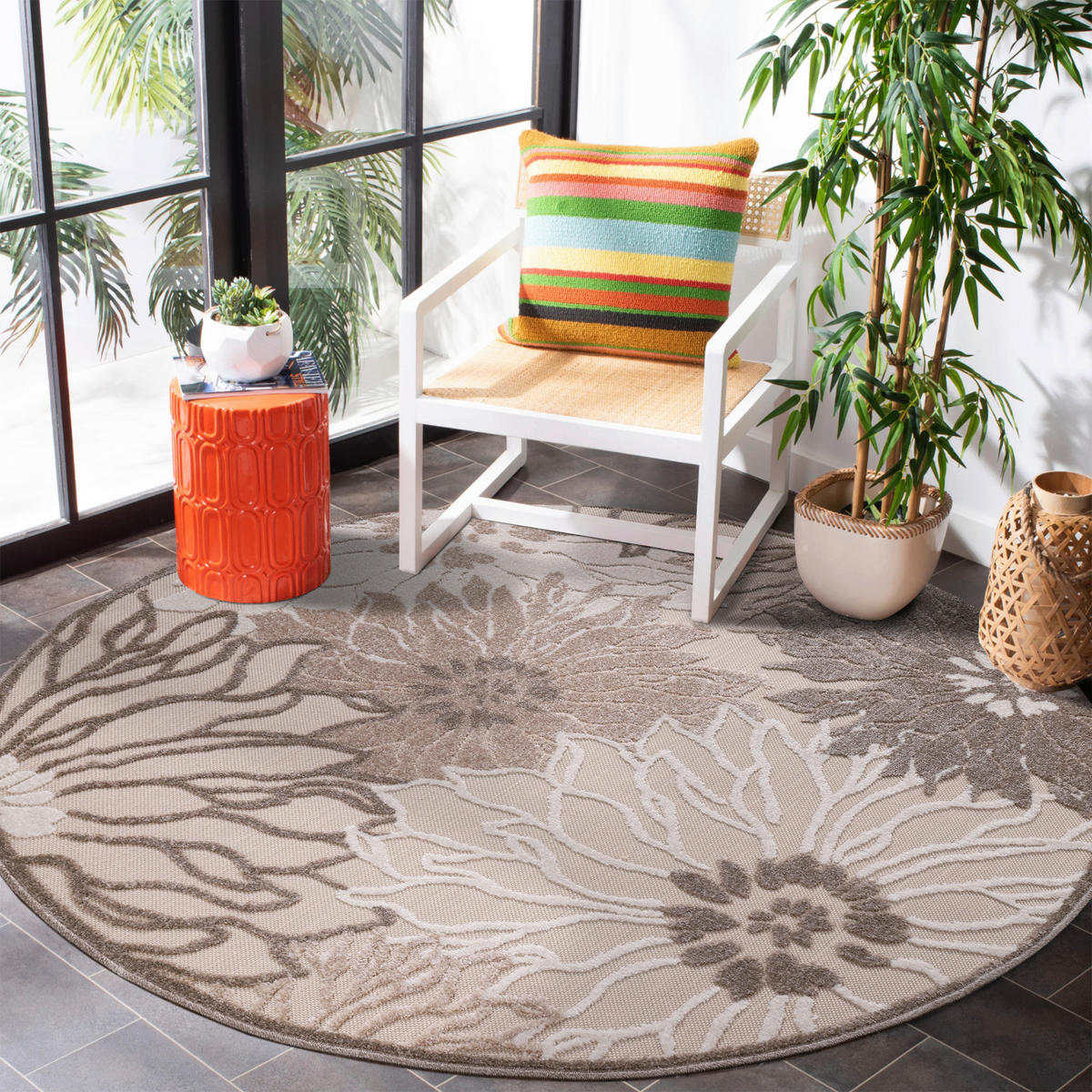 Sanat Outdoorteppich FLORAL creme B/L: ca. 150x150 cm FLORAL - creme (150,00/150,00cm) - Sanat