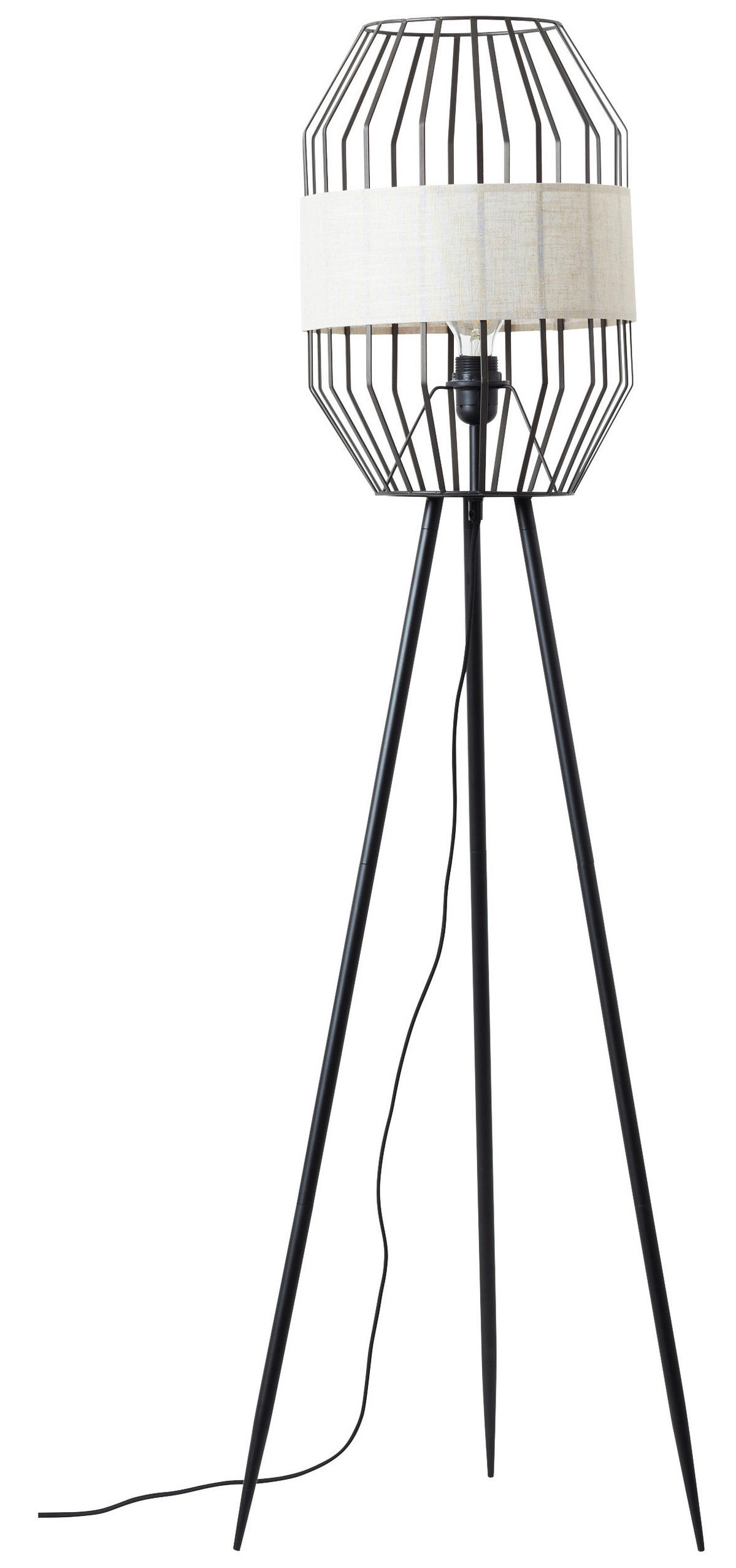 Brilliant Stehleuchte Slope 93132/76 schwarz natur Metall Textil H/D: ca. 134x45 cm E27 1 Brennstellen Slope - natur/schwarz (45,00/134,00cm) - Brilliant
