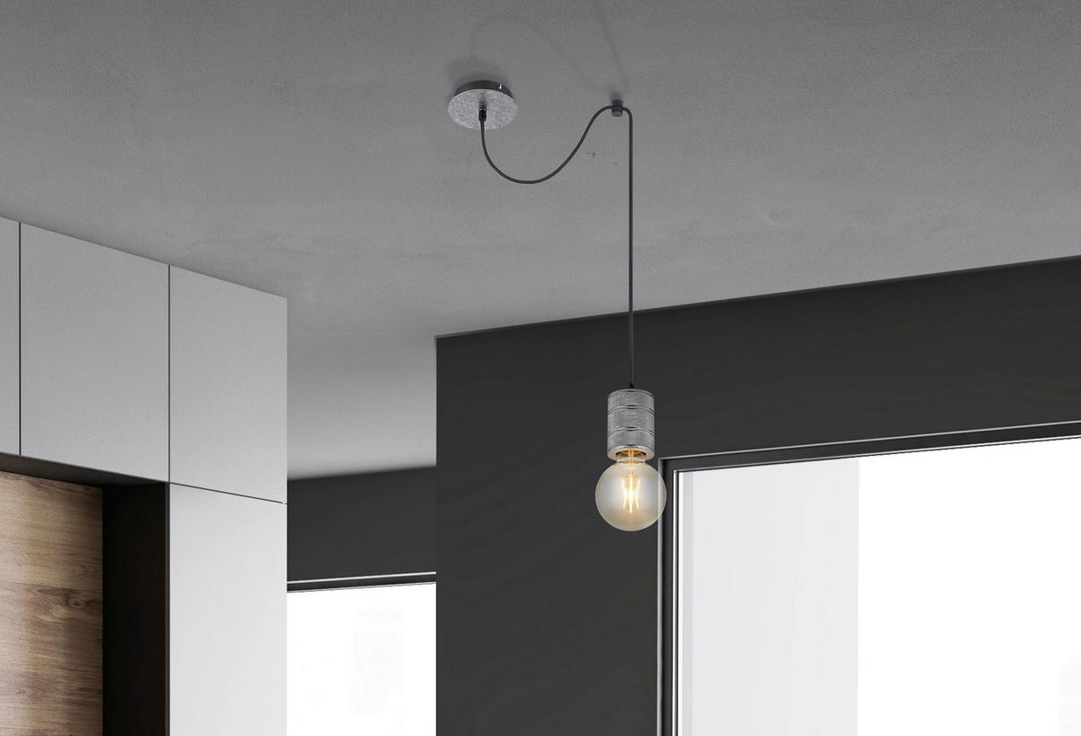 GLOBO Pendelleuchte silber Metall H/D: ca. 160x12 cm E27 1 Brennstellen FREDDY - silber (12,00/160,00cm) - GLOBO