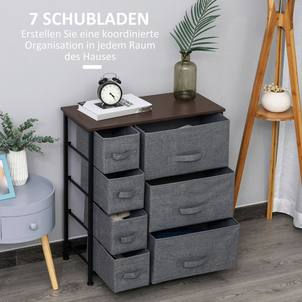 HOMCOM Aufbewahrungsregal dunkelgrau Edelstahl B/H/L: ca. 30x63,5x71 cm Schubladenschrank - dunkelgrau (71,00/30,00/63,50cm) - HOMCOM