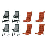 PROGARDEN,MADISON Klappsessel Set + Auflagen Tampa terra Kunststoff B/H/L: ca. 61x109x60 cm Tampa - terra/grün (60,00/61,00/109,00cm) - PROGARDEN,MADISON