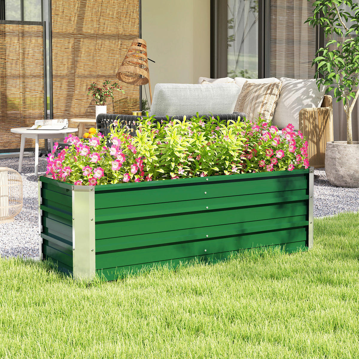 Outsunny Gartenbeet grün Stahl B/H/L: ca. 47x40x125 cm Gartenbeet - grün (125,00/47,00/40,00cm) - Outsunny