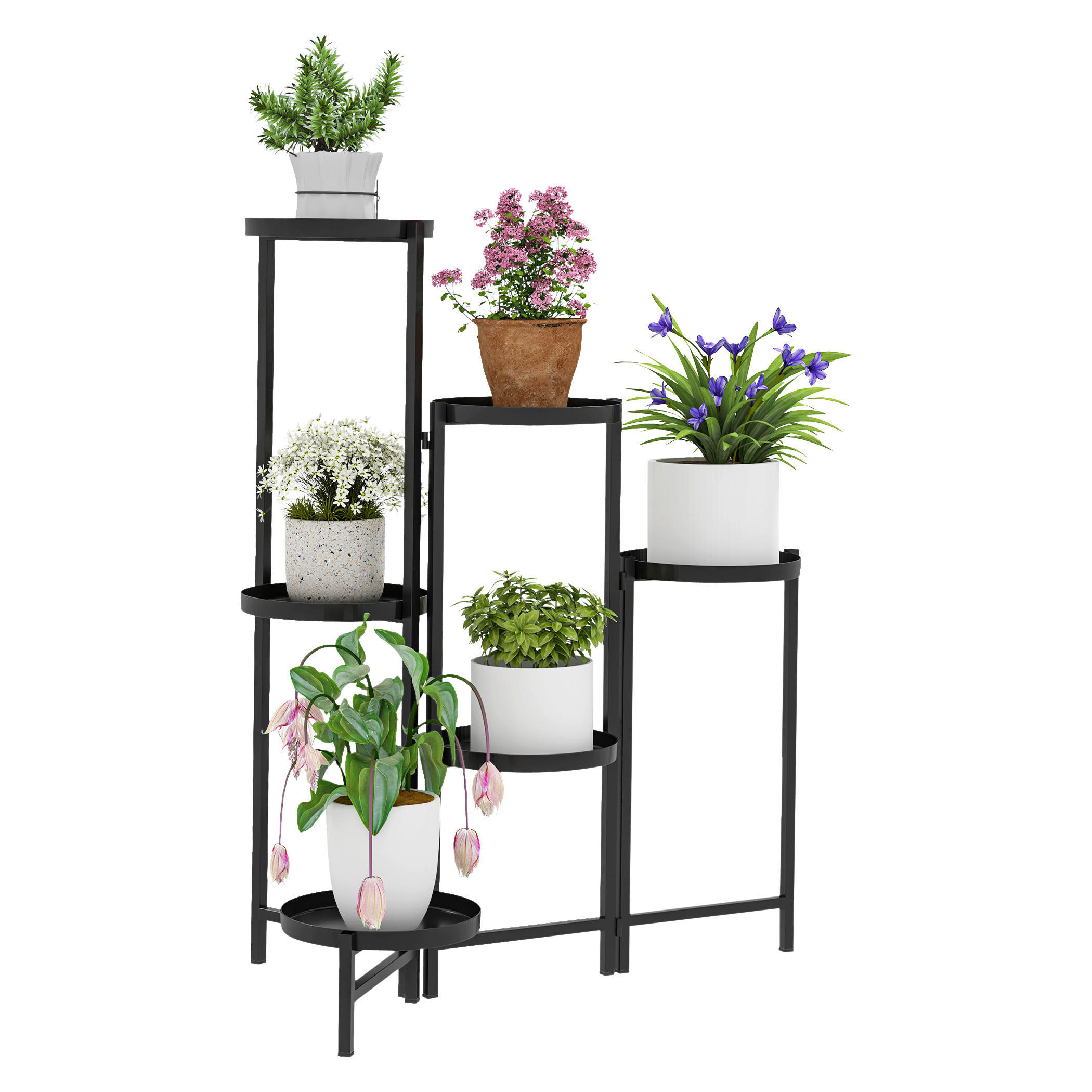Outsunny Pflanzenständer schwarz Metall B/H/L: ca. 40x80x60 cm Pflanzenständer - schwarz (60,00/40,00/80,00cm) - Outsunny